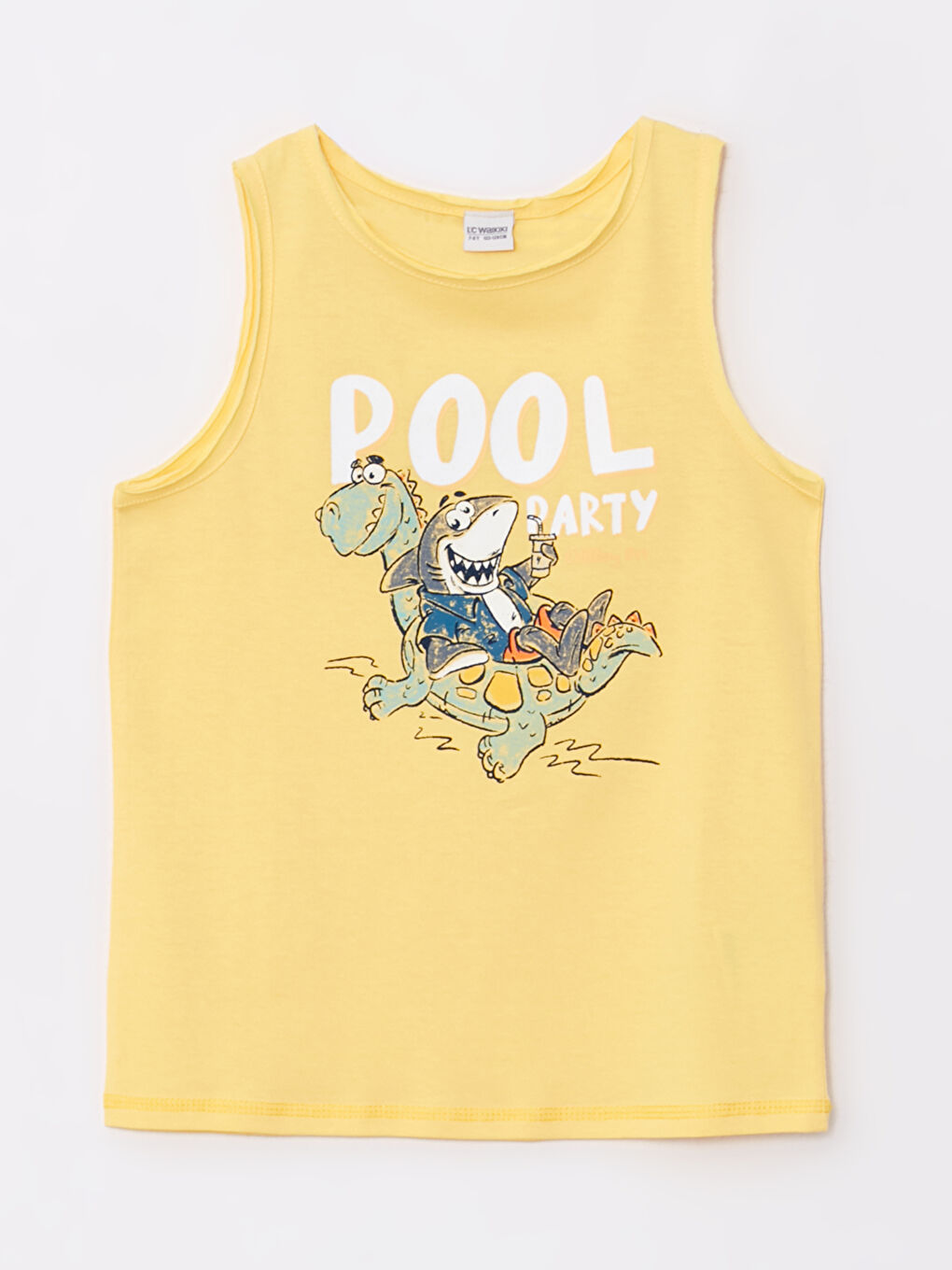 Sarı Bisiklet Yaka Baskılı Pamuklu Erkek Çocuk Atlet