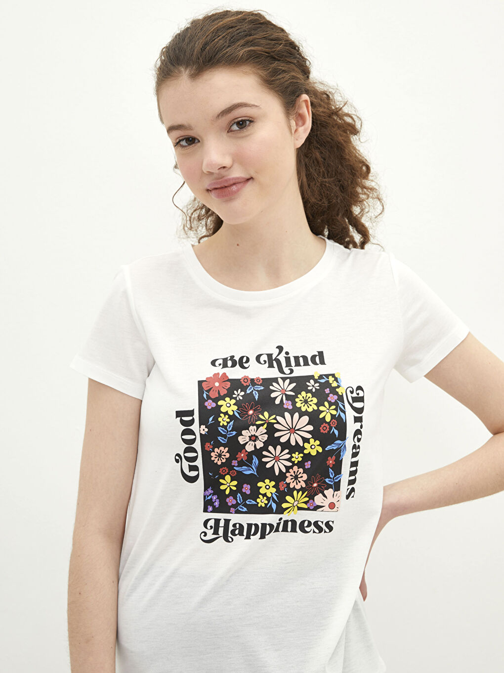 Crew Neck Printed Short Sleeve Women's T-Shirt