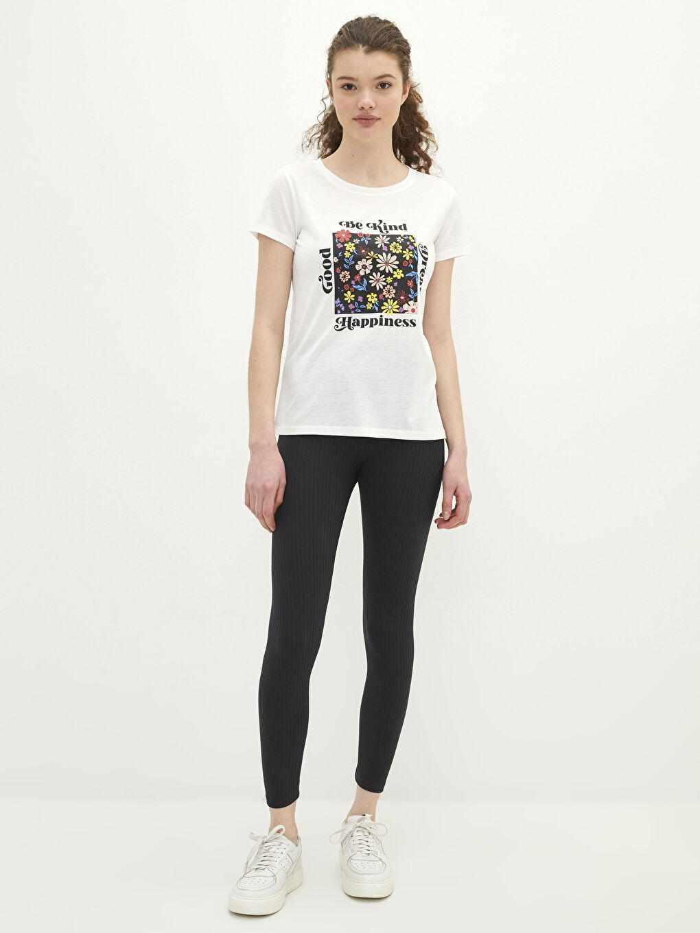 Crew Neck Printed Short Sleeve Women's T-Shirt-1