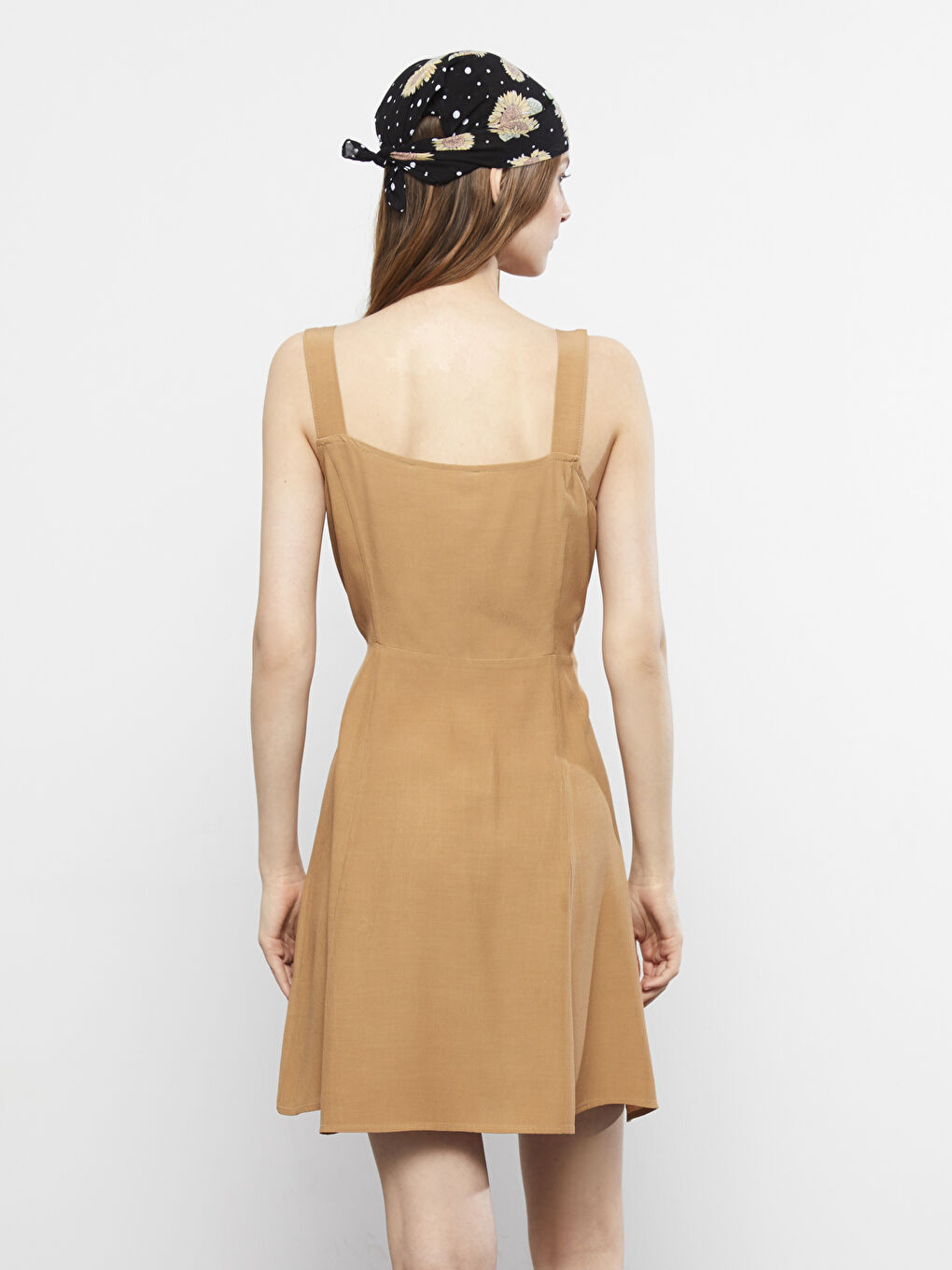 Heart Collar Plain Viscose Women's Dress-4