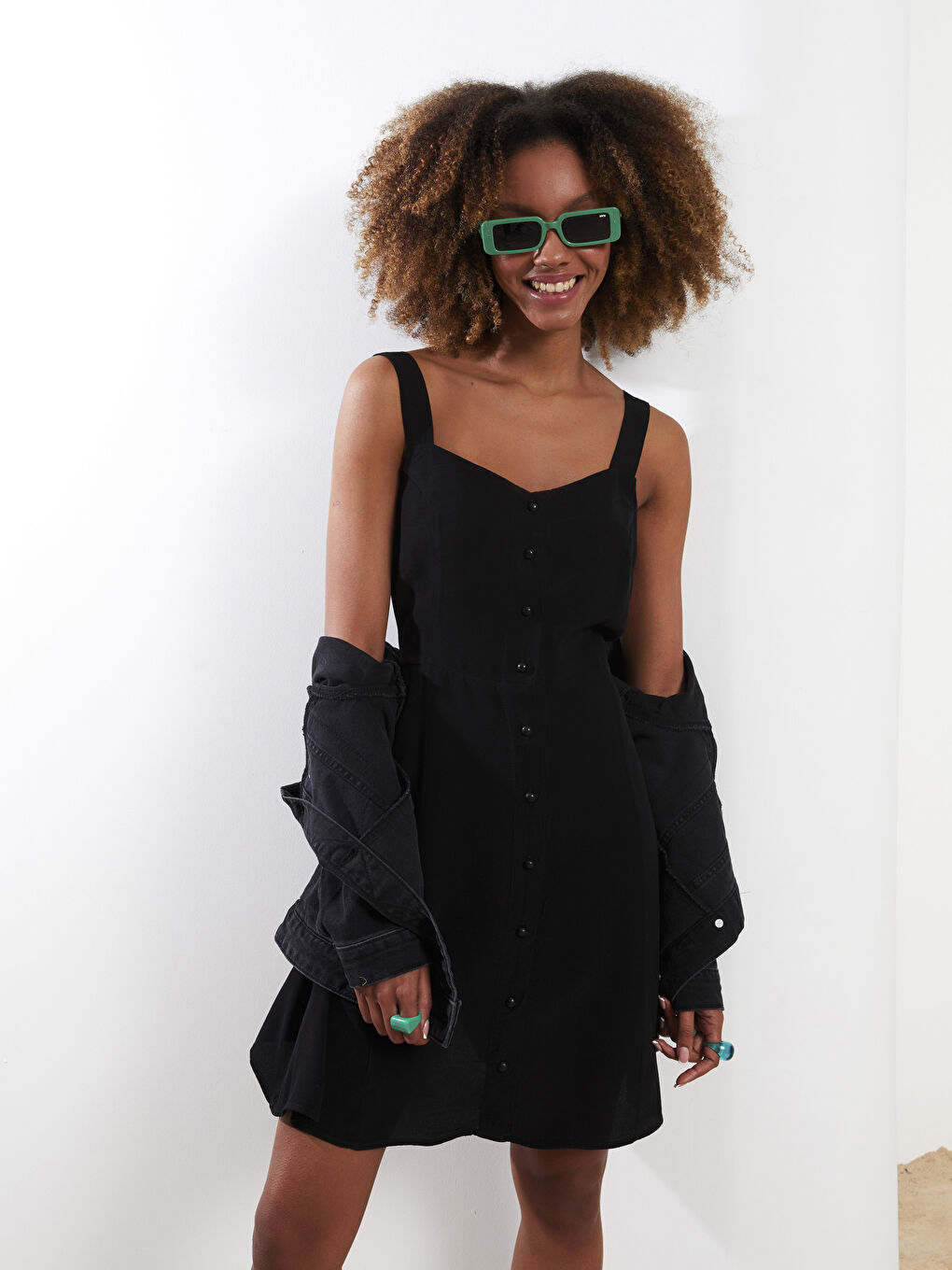 Robe en Viscose à Encolure Cœur et Bretelles Droites pour Femmes-2