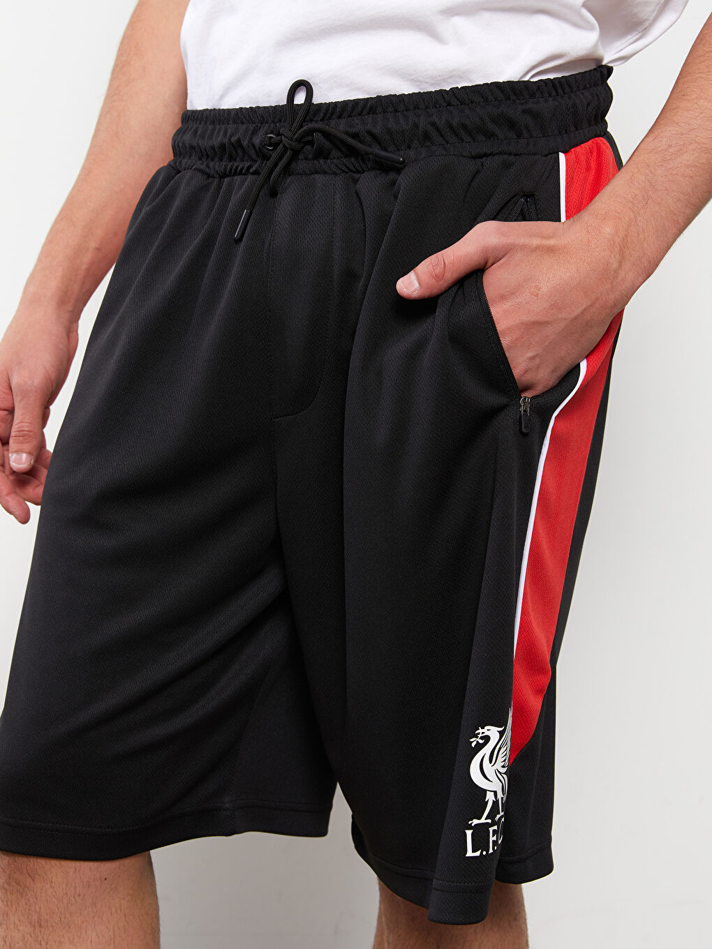 Siyah Standart Kalıp Liverpool Baskılı Erkek Spor Şort-4