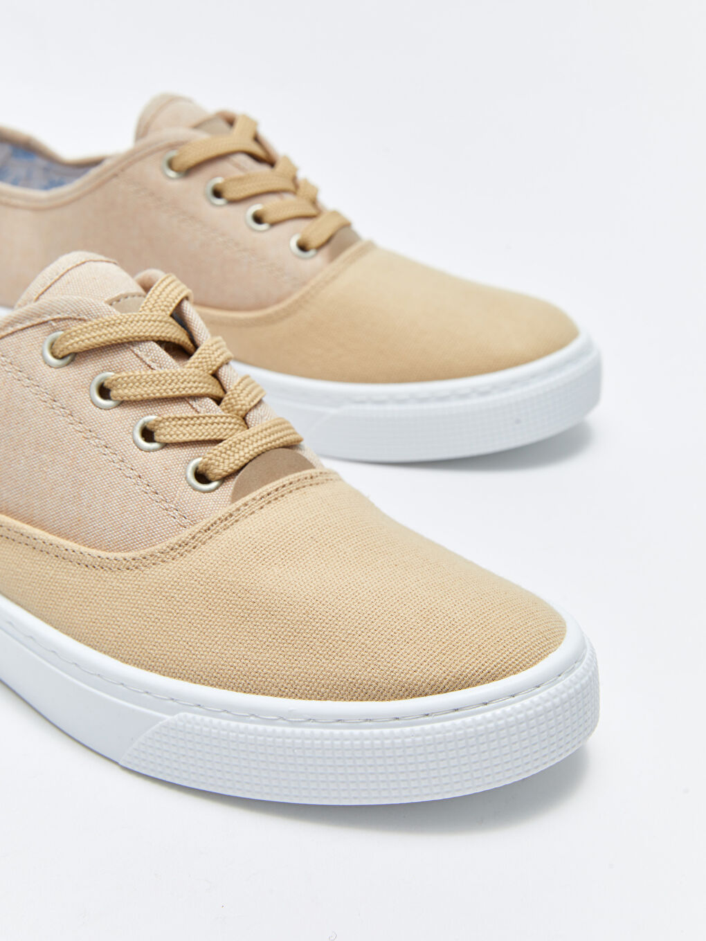 Bej Bağcıklı Renk Bloklu Erkek Spor Ayakkabı-2