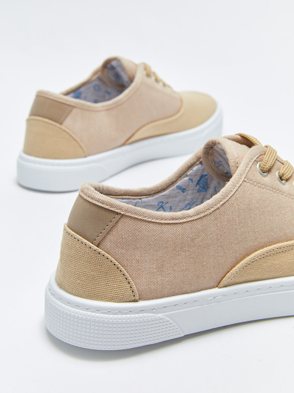 Bej Bağcıklı Renk Bloklu Erkek Spor Ayakkabı-4