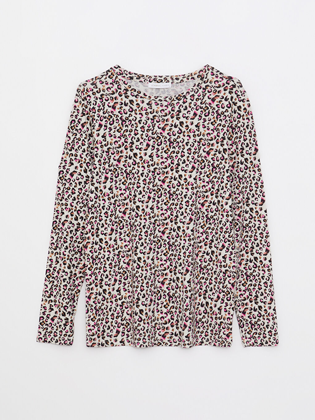 Karışık Bisiklet Yaka Desenli Uzun Kollu Kadın Tişört-6