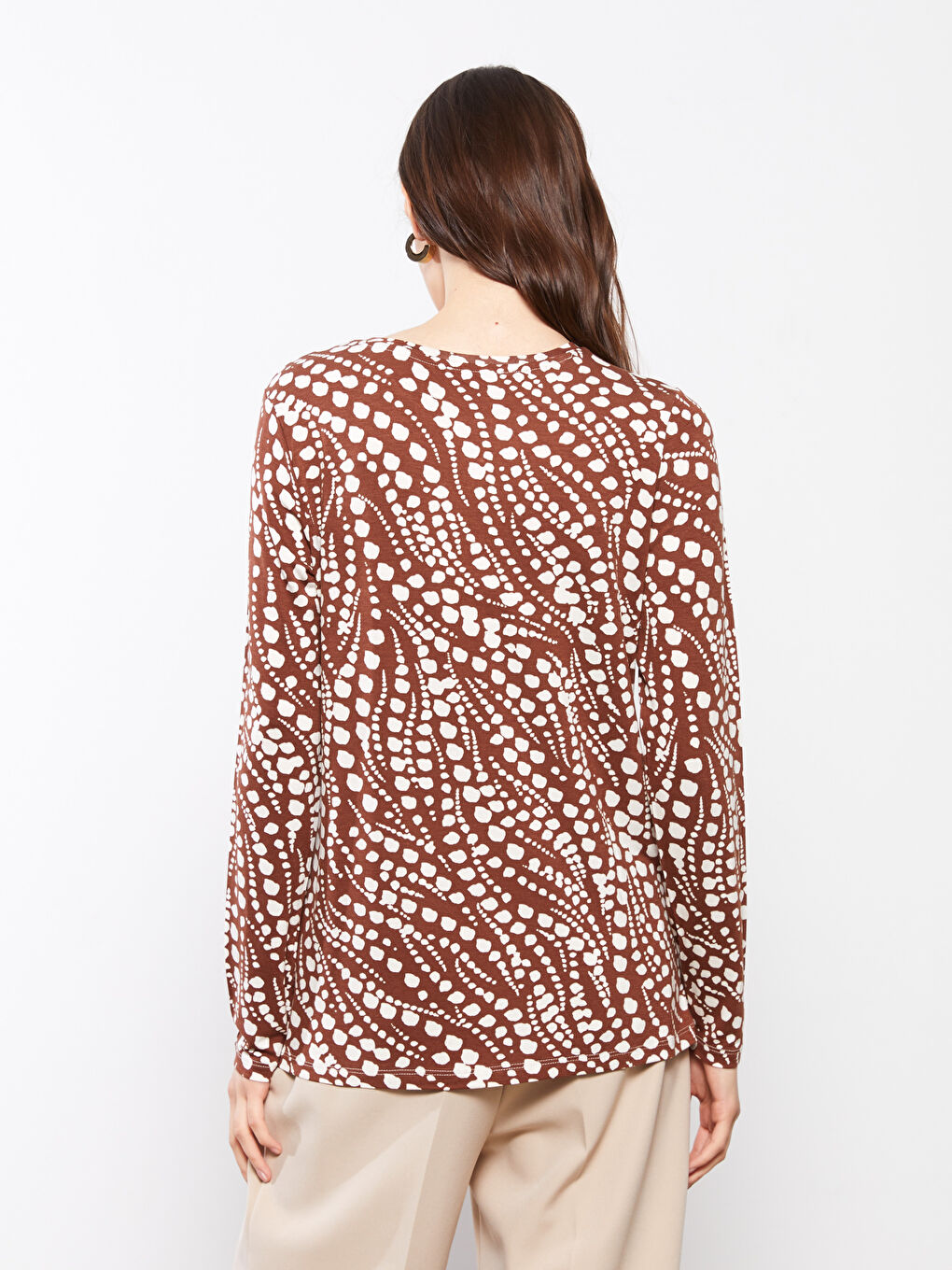 LCWAIKIKI Classic Crew Neck Patterned Long Sleeve Women's T-Shirt -S2G973Z8-LTR