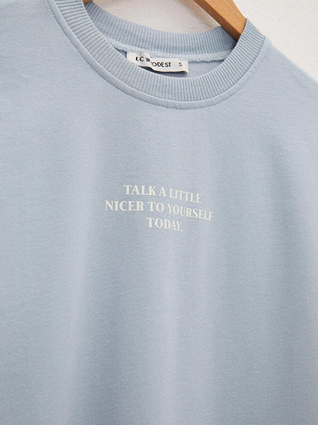 Mavi Bisiklet Yaka Yazı Baskılı Uzun Kollu Kadın Sweatshirt Tunik-6