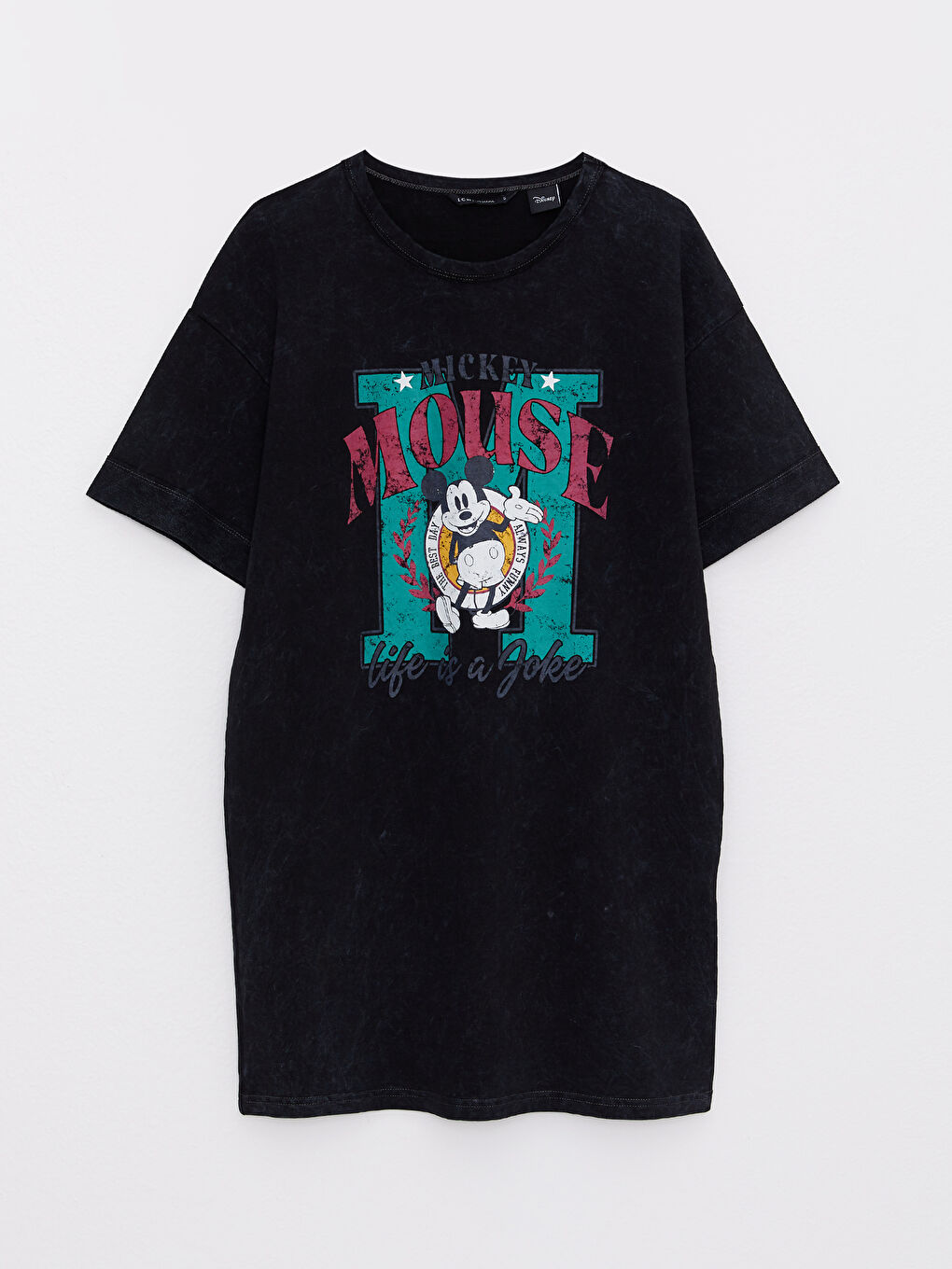 Crew Neck Mickey Mouse Printed Short Sleeve Cotton Women's Dress -S2G994Z8-QT6