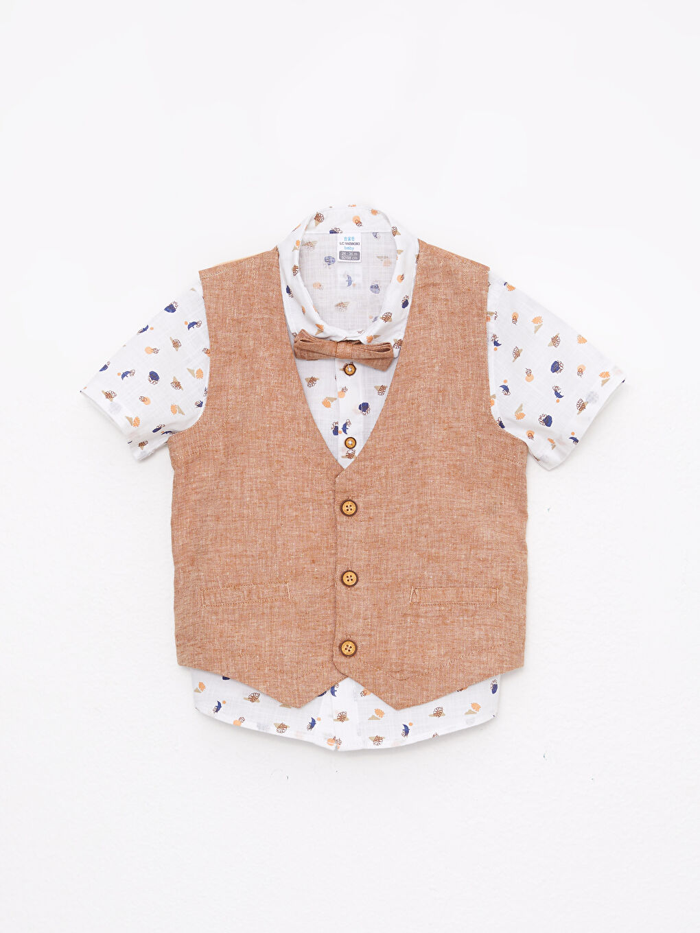 LCW baby Baby Boy Shirt Shorts Vest and Bow Tie Set of 4 -S2GA14Z1-LU7
