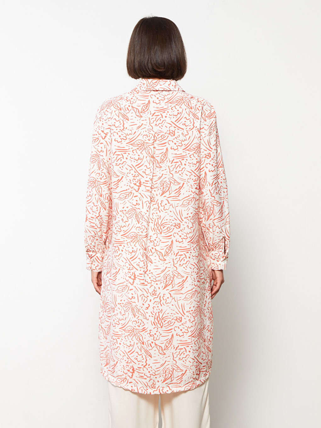 Kahverengi Desenli Kadın Gömlek Tunik-4