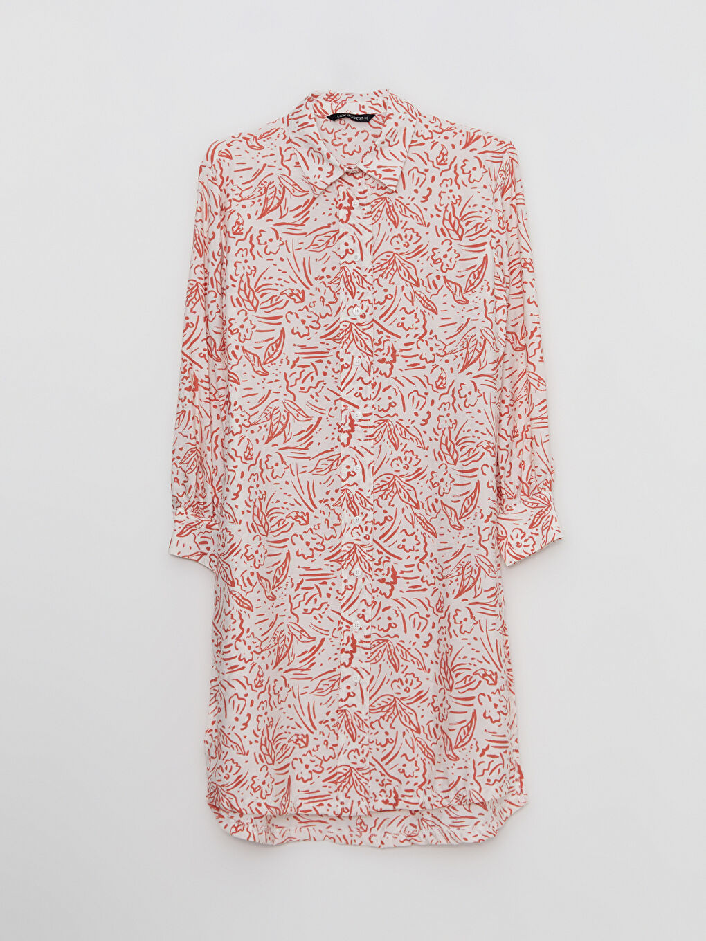 Kahverengi Desenli Kadın Gömlek Tunik-5