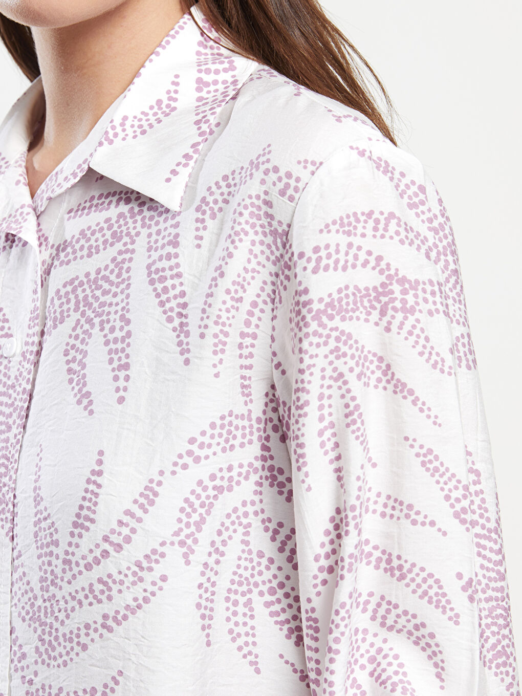 Ekru Desenli Kadın Gömlek Tunik-3