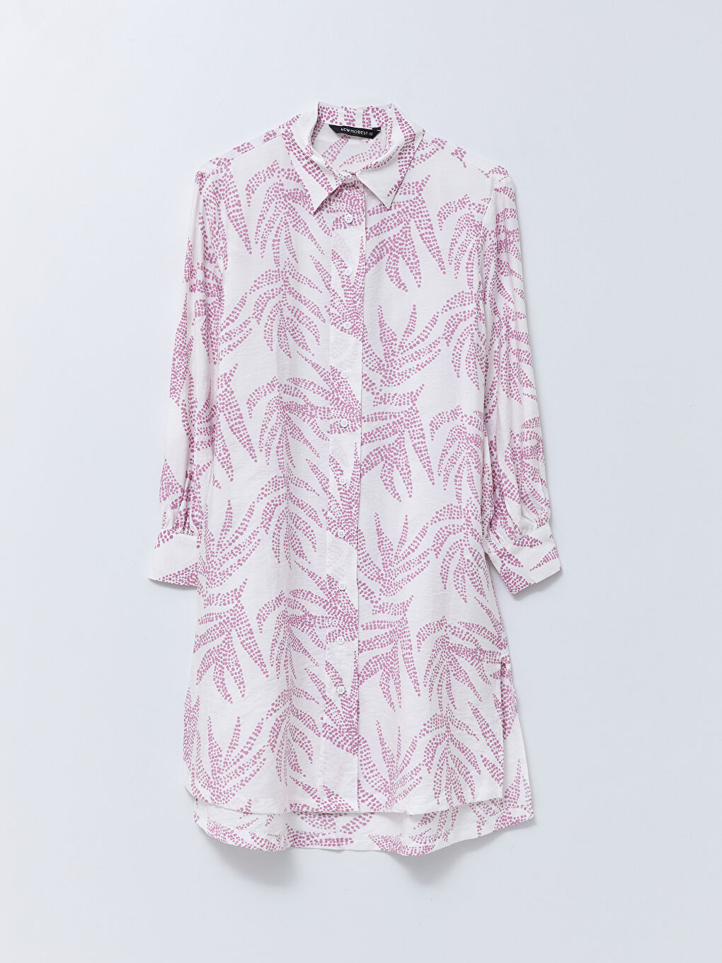 Ekru Desenli Kadın Gömlek Tunik-5