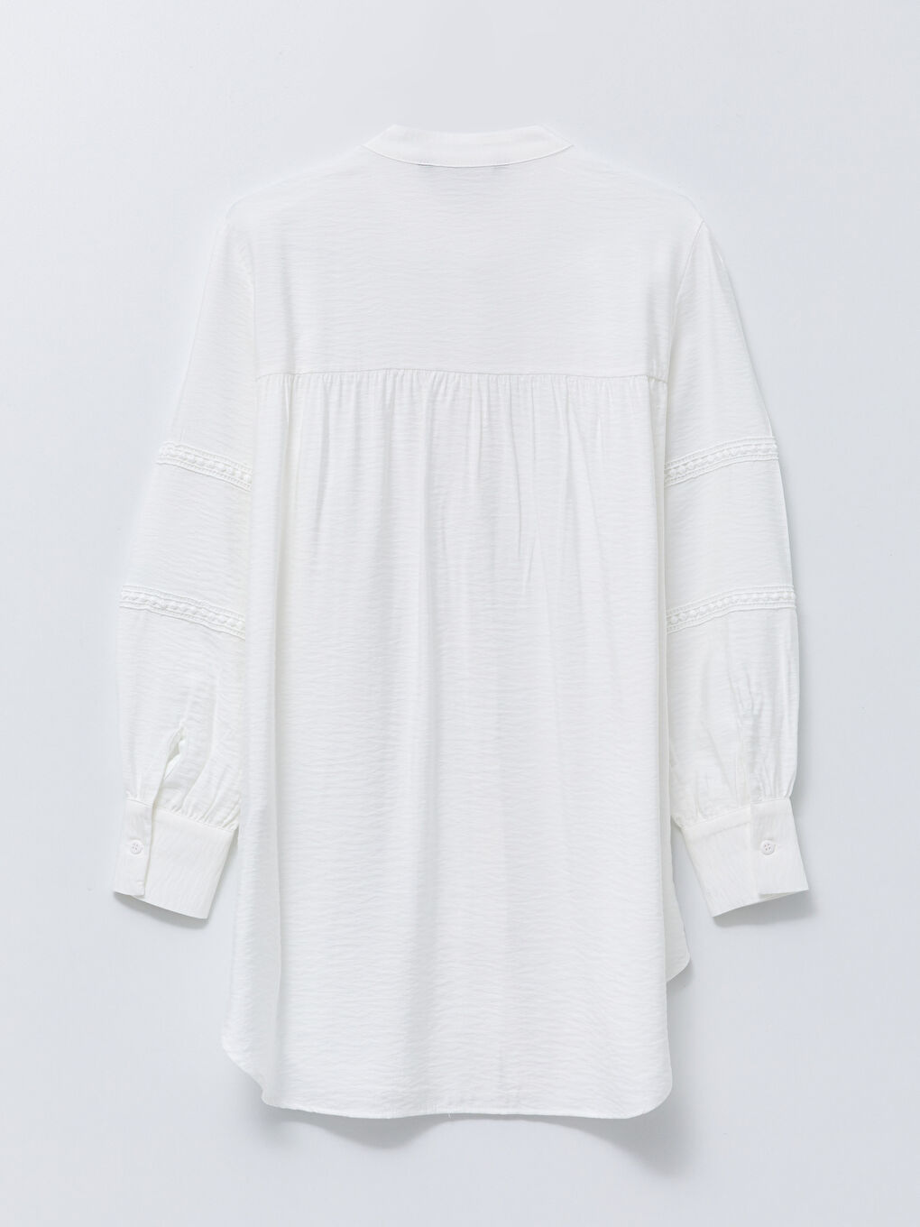 Ekru Hakim Yaka Nakışlı Uzun Kollu Poplin Kadın Tunik-6