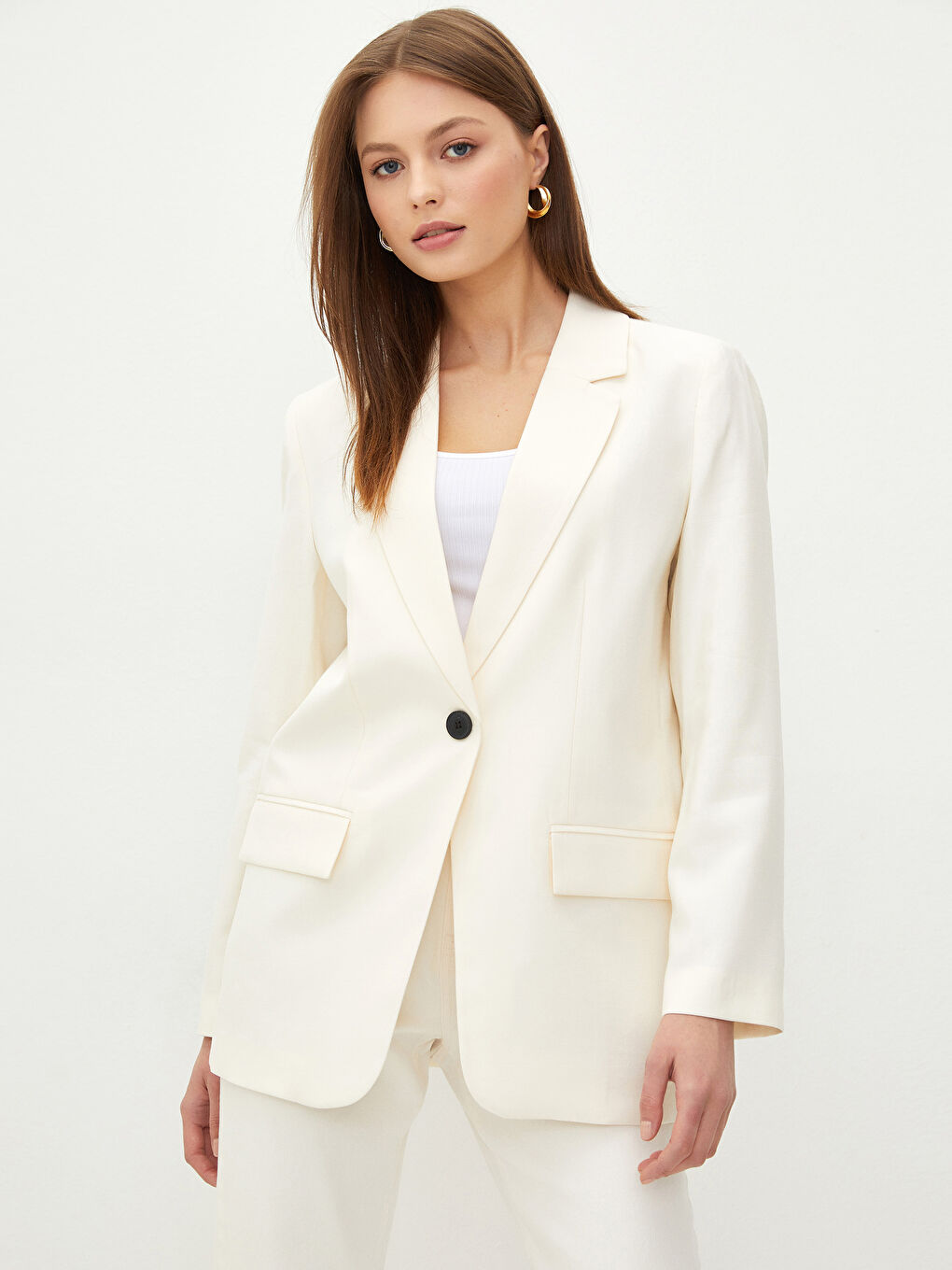 LCW Vision Front Button Closure Long Sleeve Women's Blazer Jacket -S2GA30Z8-FDW