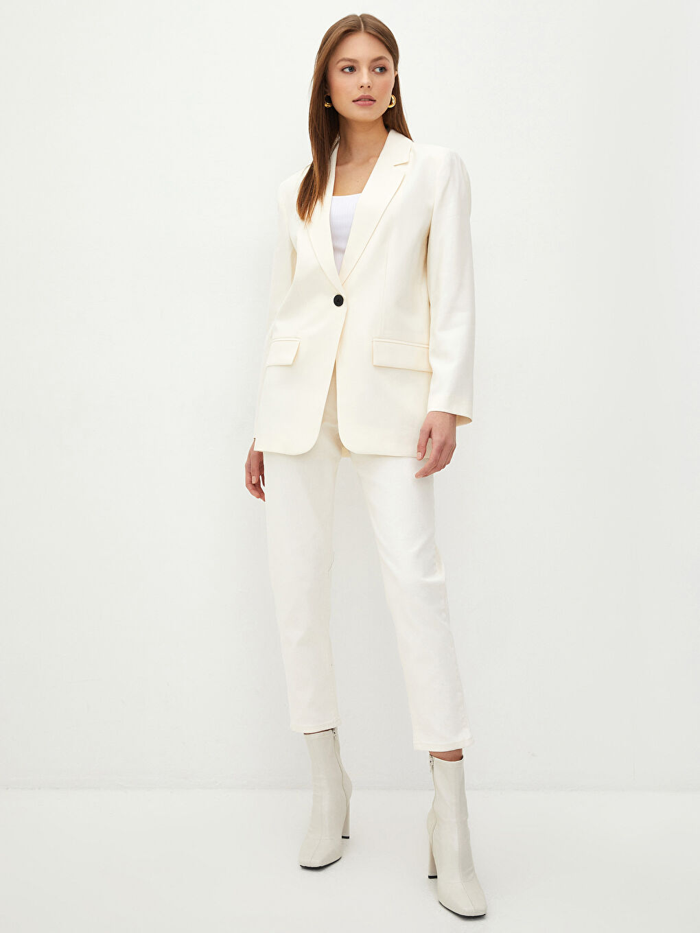 LCW Vision Front Button Closure Long Sleeve Women's Blazer Jacket -S2GA30Z8-FDW