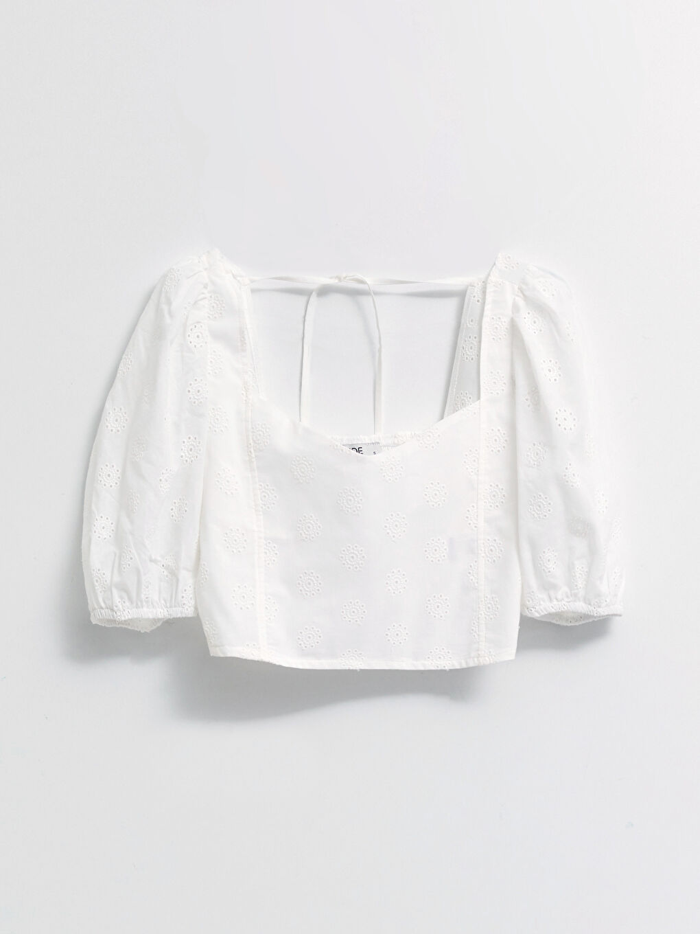 XSIDE Heart Collar Embroidered Short Sleeve Cotton Women's Blouse -S2GA59Z8-KE8