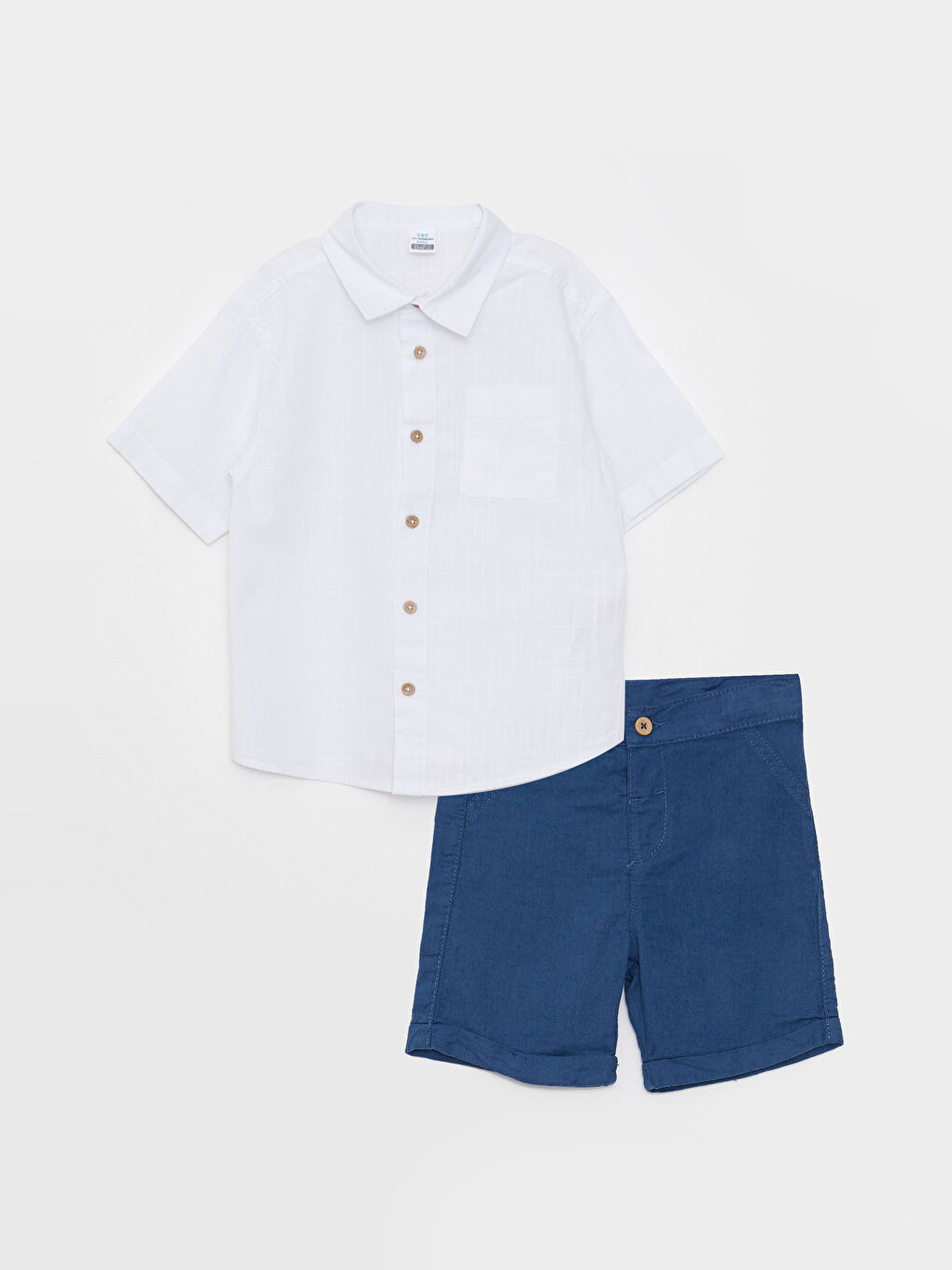 Beyaz Kısa Kollu Basic Erkek Bebek Gömlek ve Şort 2'li Takım