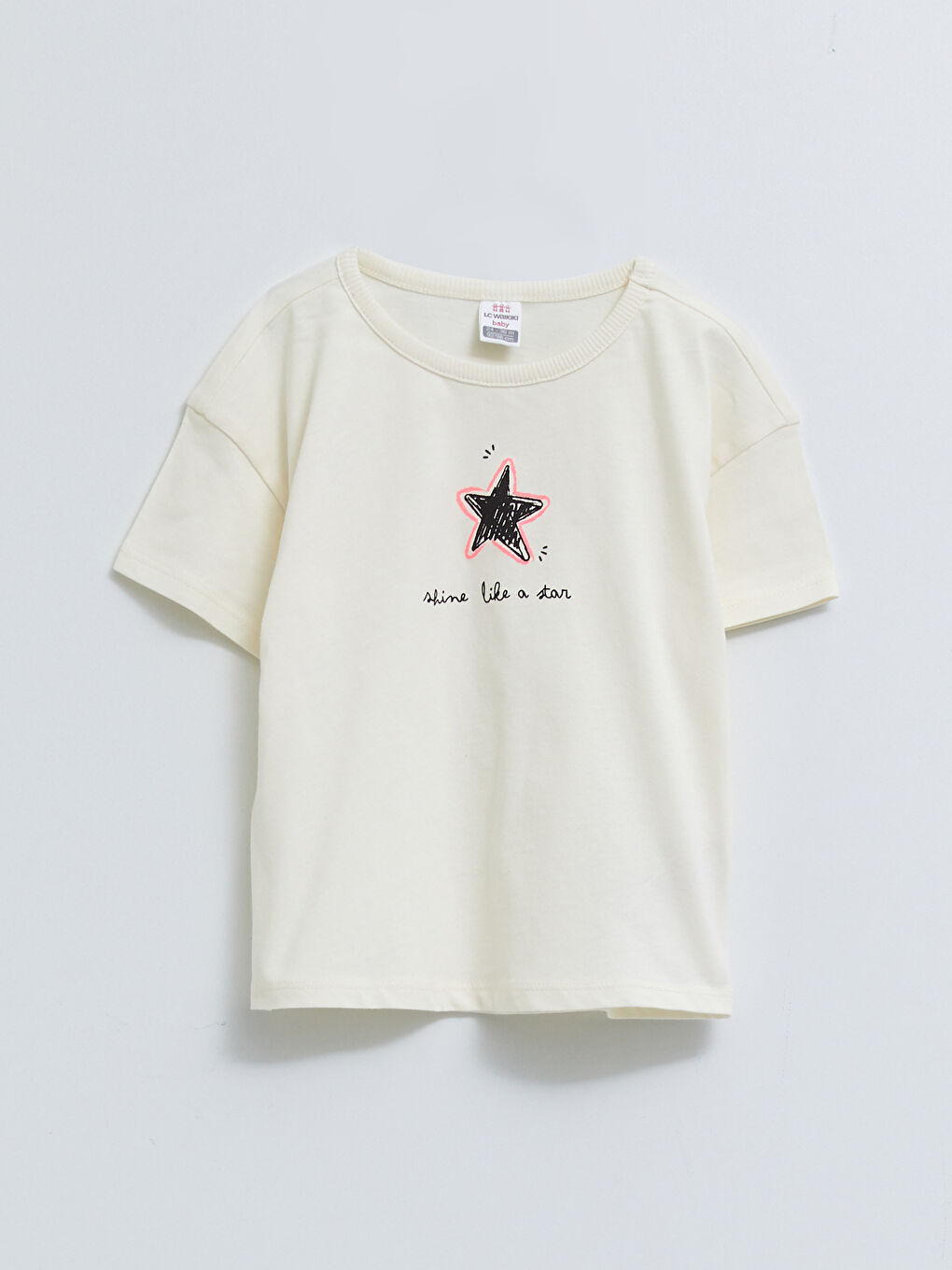 Crew Neck Short Sleeve Printed Baby Girls' T-Shirt and Shorts 2 Pack Set-1