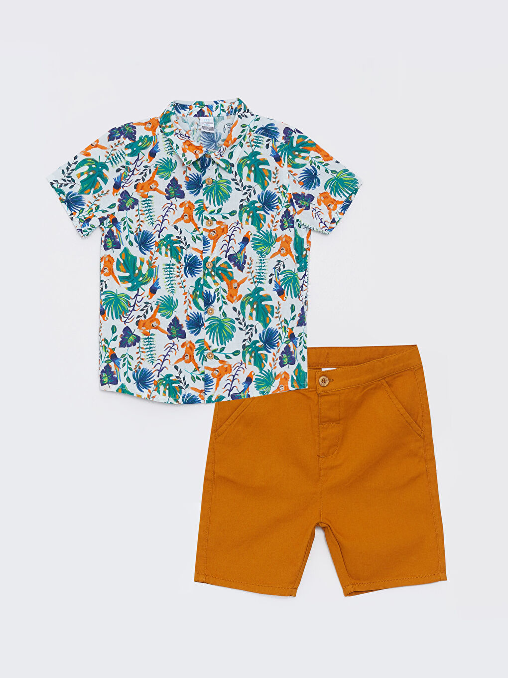 Ensemble Bébé Garçon Chemise à Manches Courtes Imprimée en Coton et Short Lot de 2