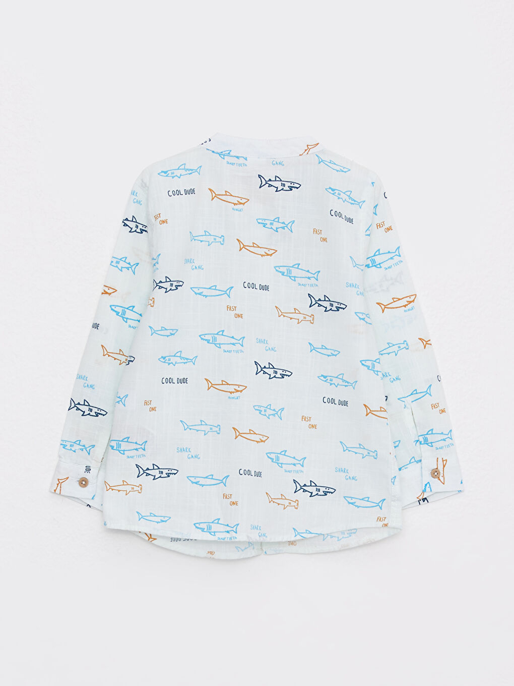 Grandad Collar Long Sleeve Patterned Baby Boy Poplin Shirt and Trousers-2