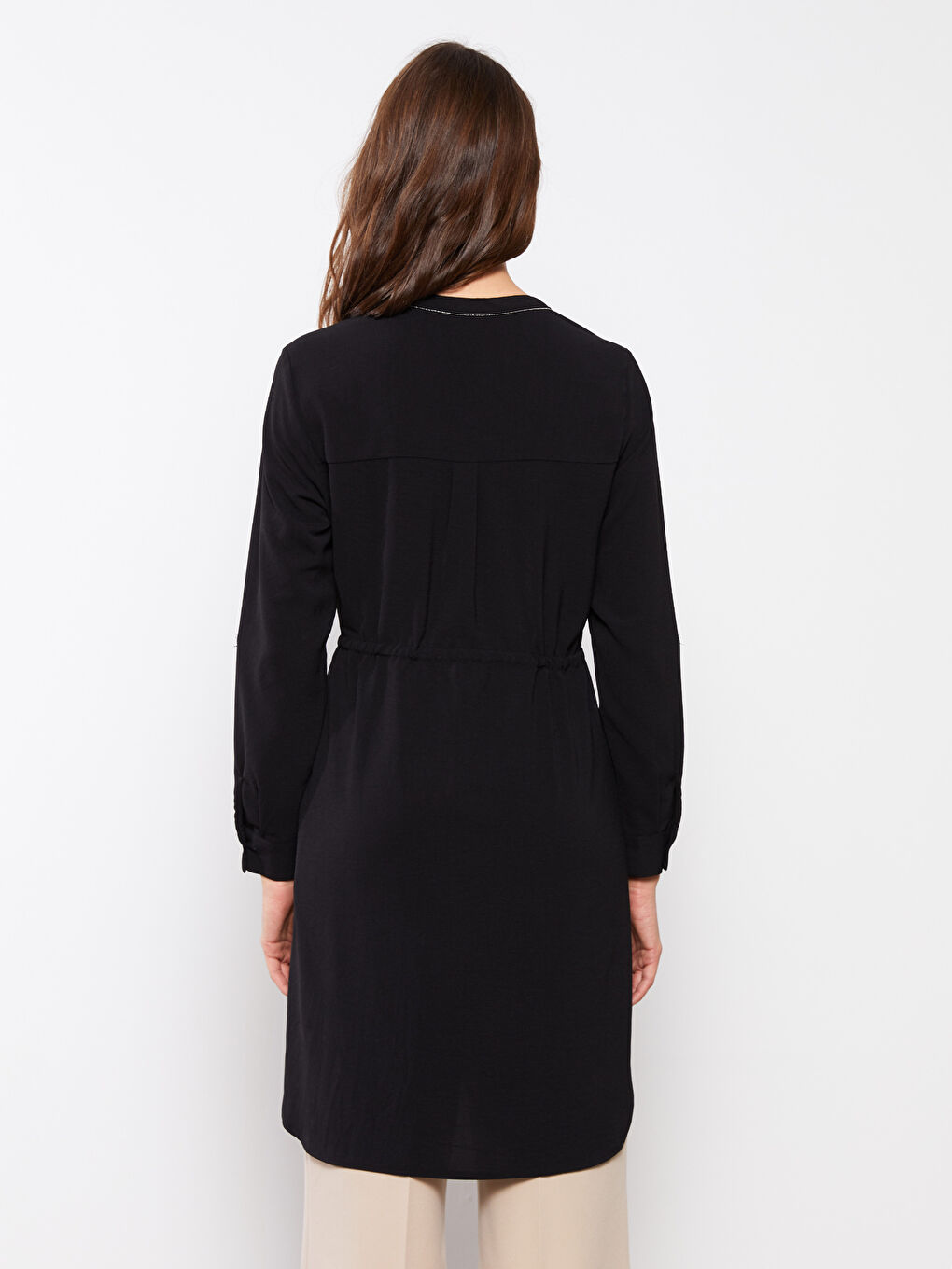 Grandad Collar Plain Long Sleeve Women's Tunic-7