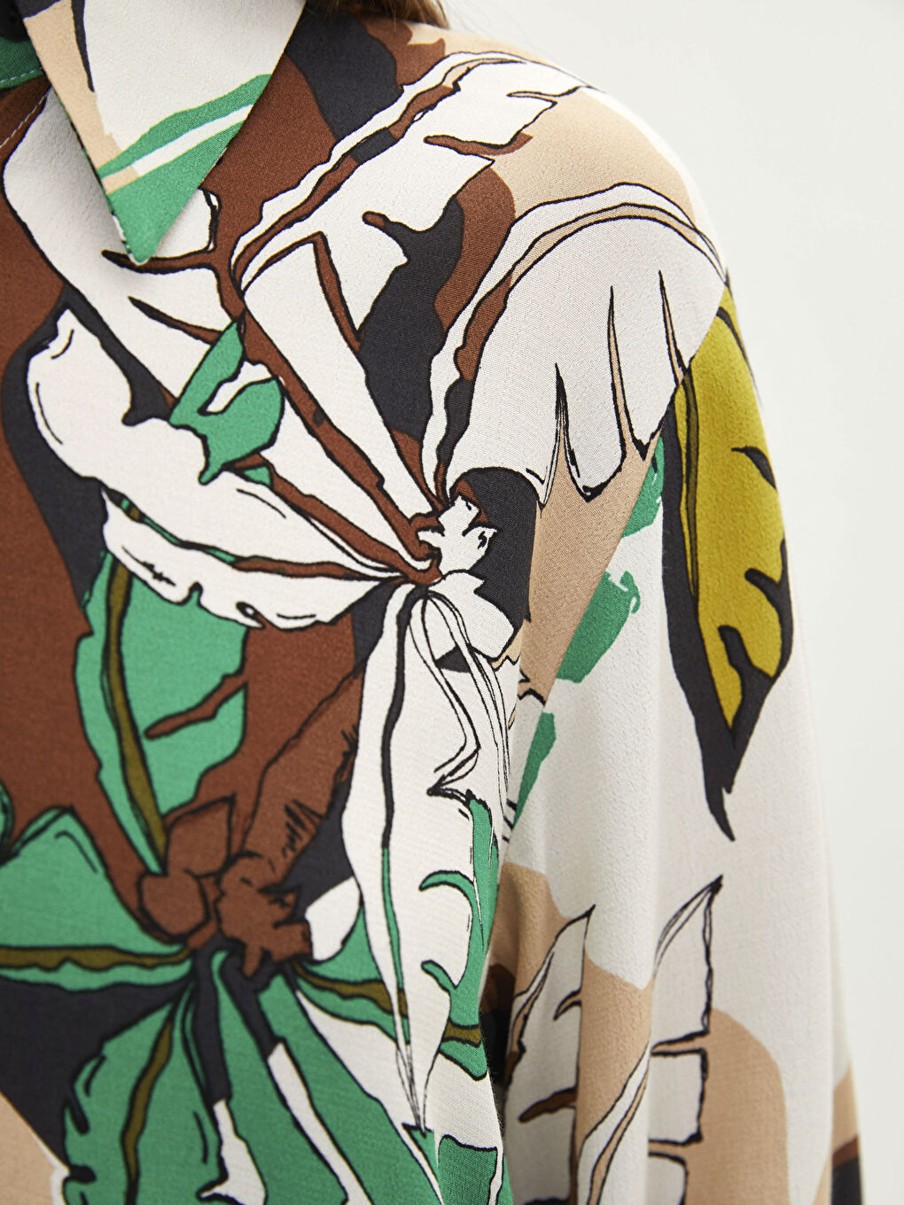 قميص تونيك نسائي كم طويل مطبوع فيسكوز-3