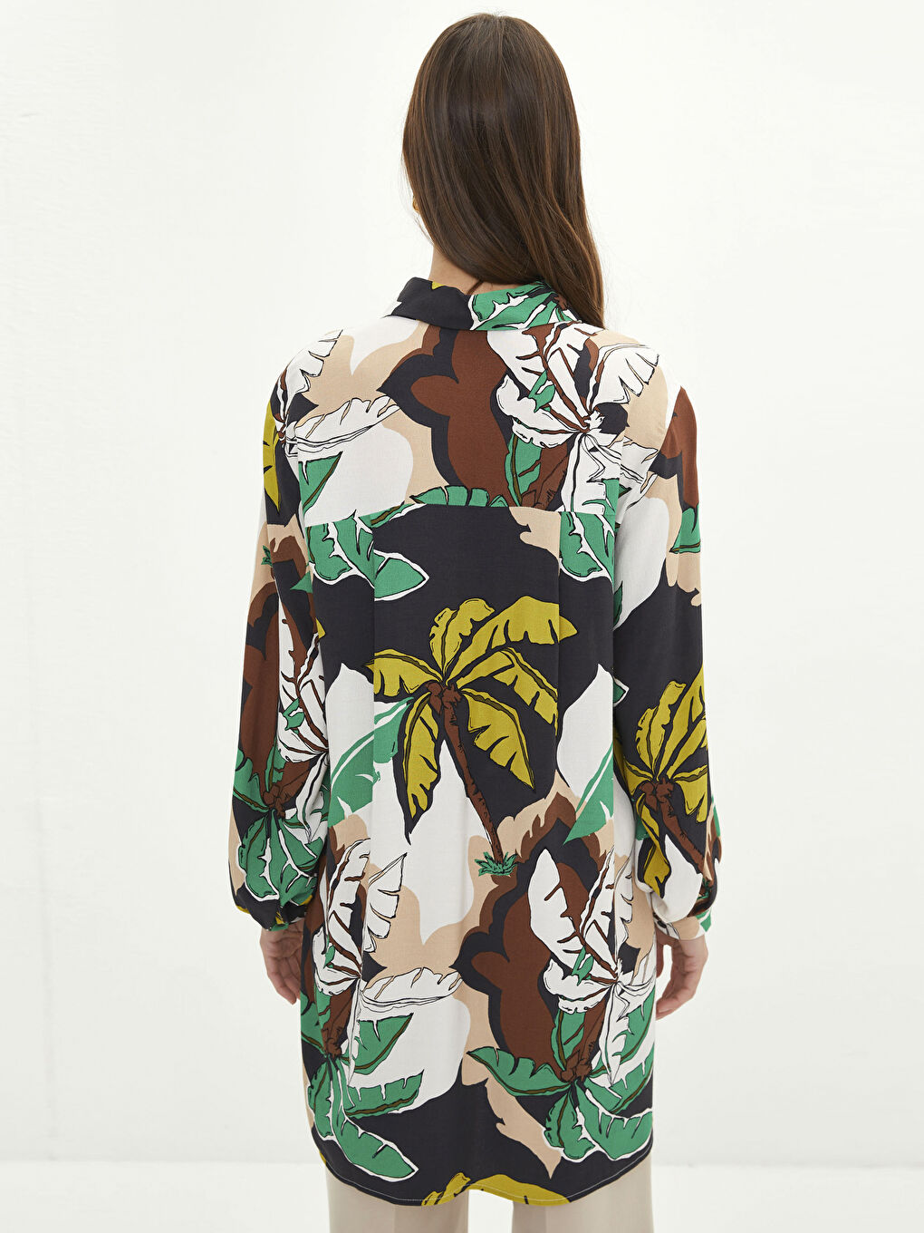 قميص تونيك نسائي كم طويل مطبوع فيسكوز-4