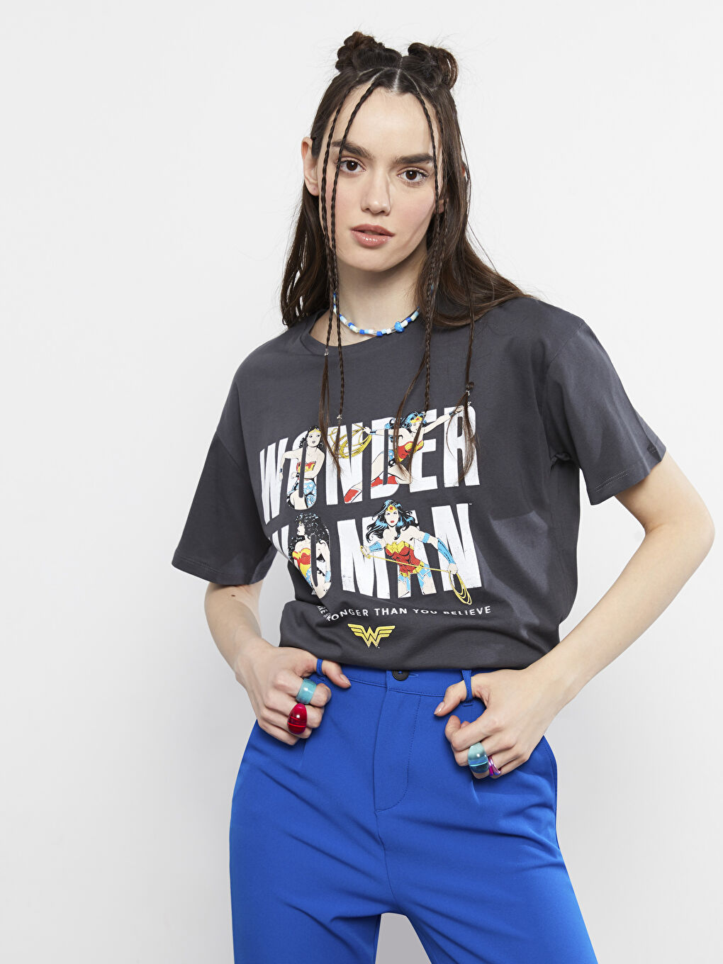 XSIDE Crew Neck Wonder Woman Printed Short Sleeve Cotton Women's T-Shirt -S2GB60Z8-R34