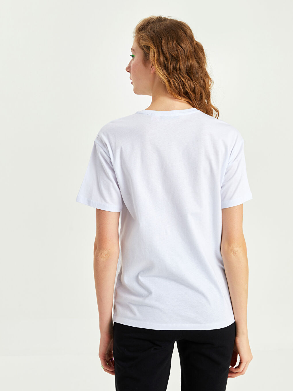 Tricou din Bumbac cu Mânecă Scurtă Imprimat Powerpuff Girls pentru Femei cu Guler Rotund-4