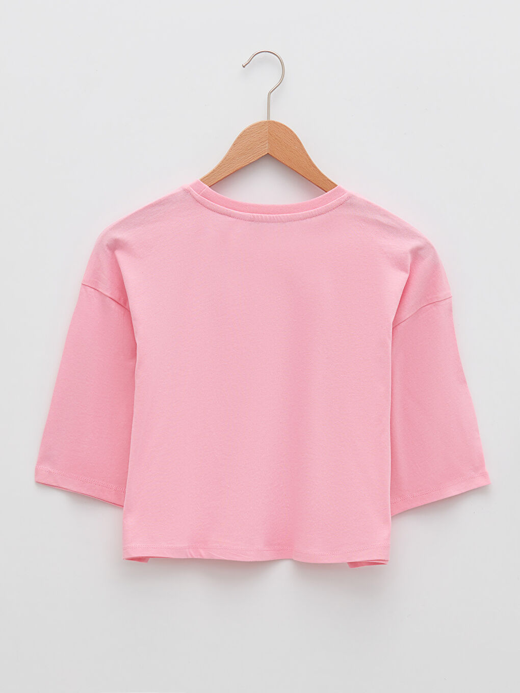 Bisiklet Yaka Pembe Panter Baskılı Kısa Kollu Kadın Crop-5