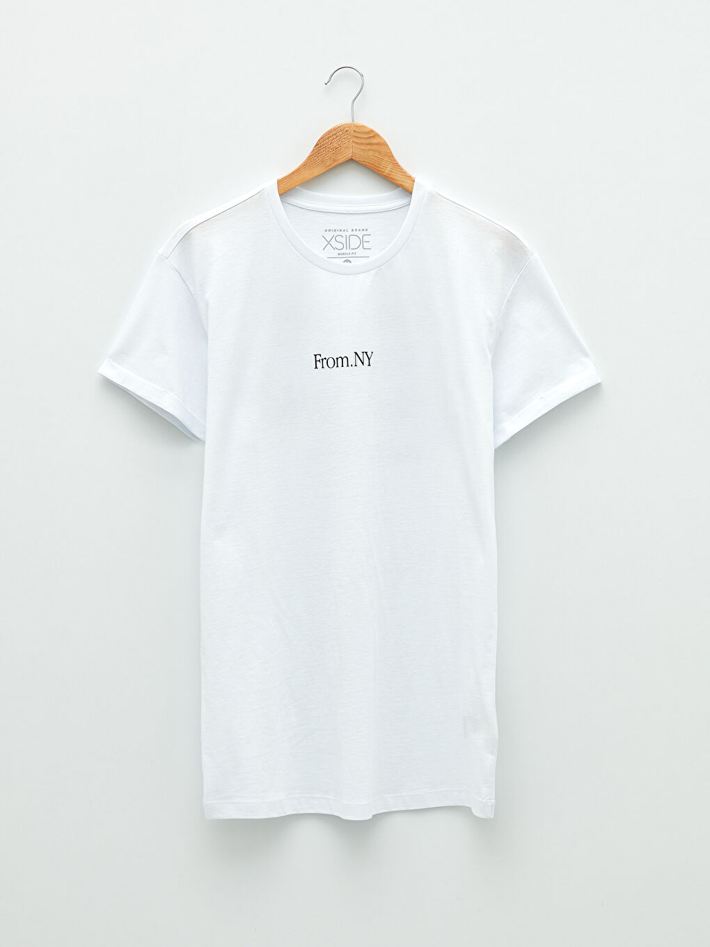 Beyaz Bisiklet Yaka Kısa Kollu Baskılı Penye Erkek Tişört-5