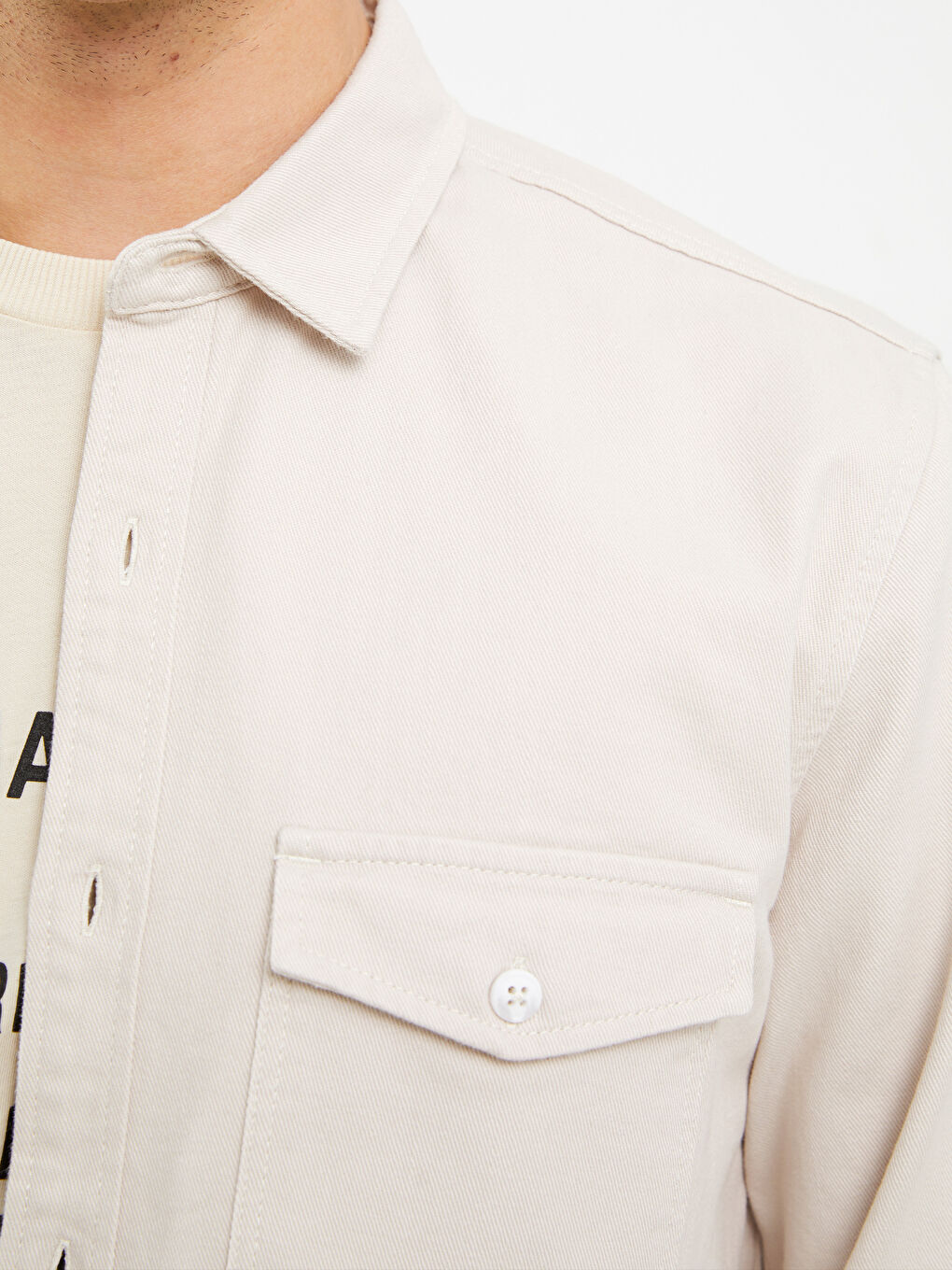 Gri Regular Fit Uzun Kollu Erkek Jean Gömlek-3