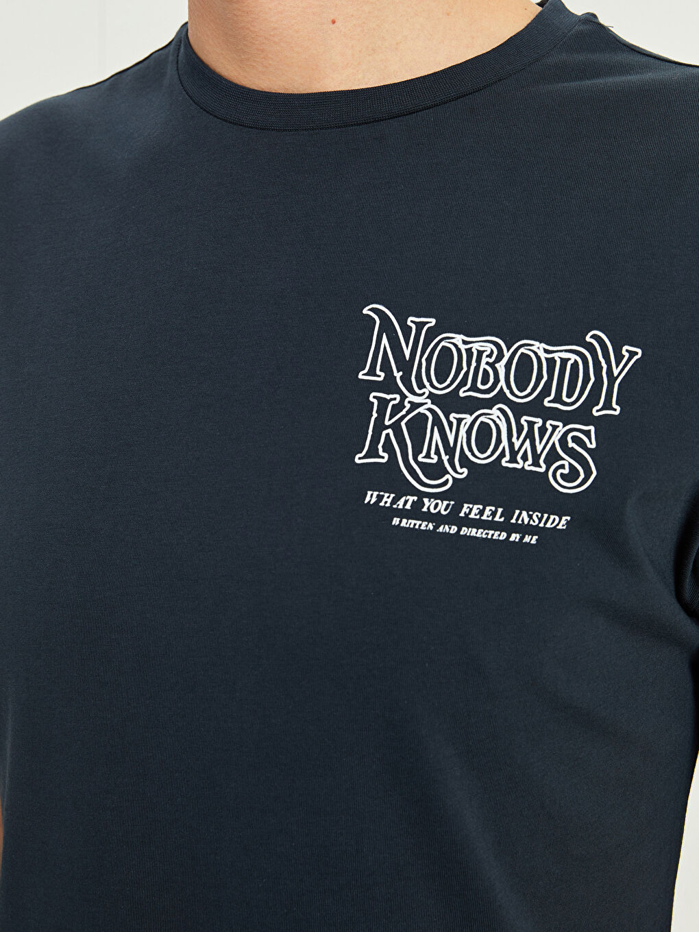 Antrasit Bisiklet Yaka Kısa Kollu Baskılı Penye Erkek Tişört-4