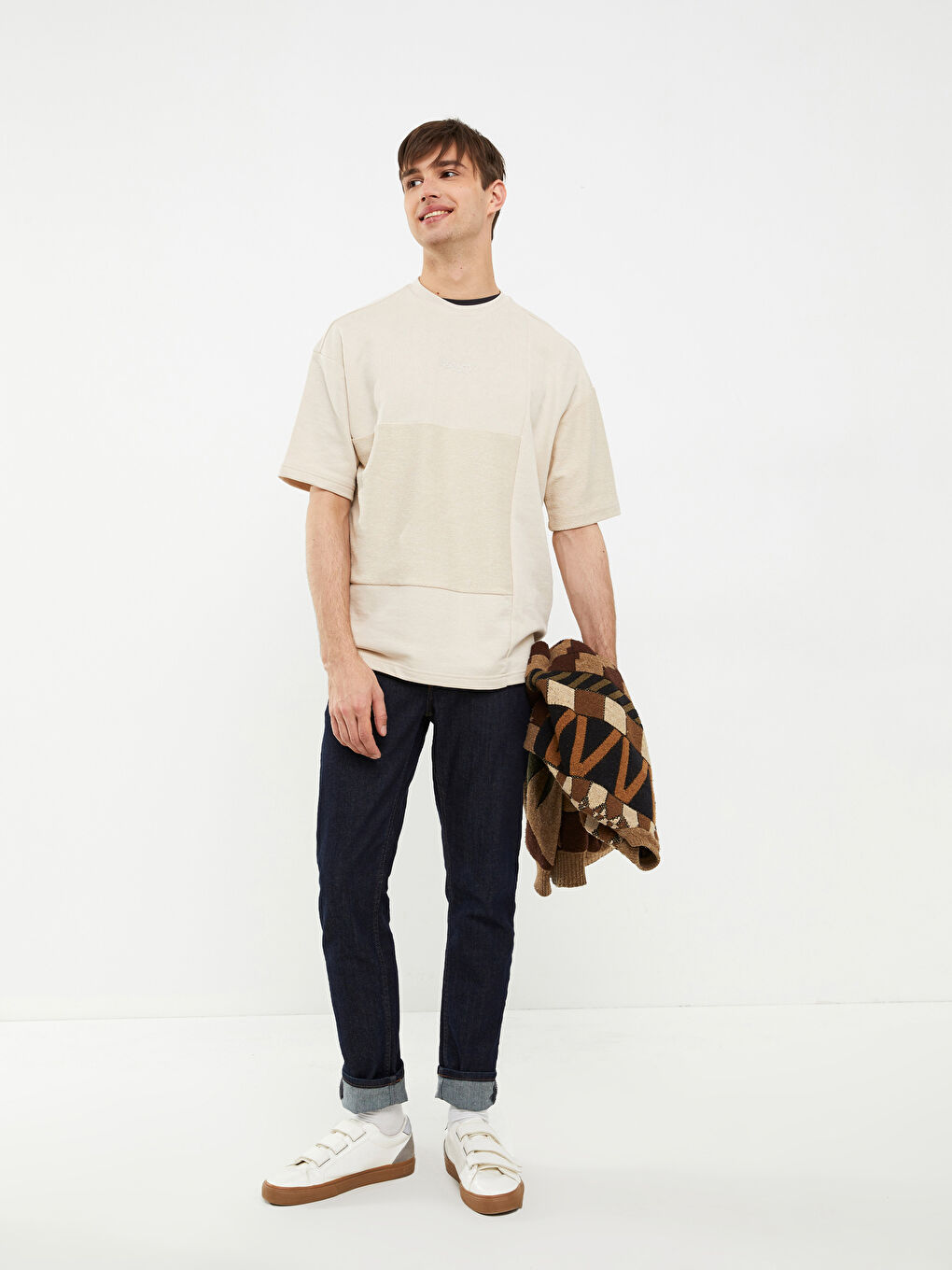 Oversize Crew Neck Short Sleeve Printed Jersey Men's T-Shirt