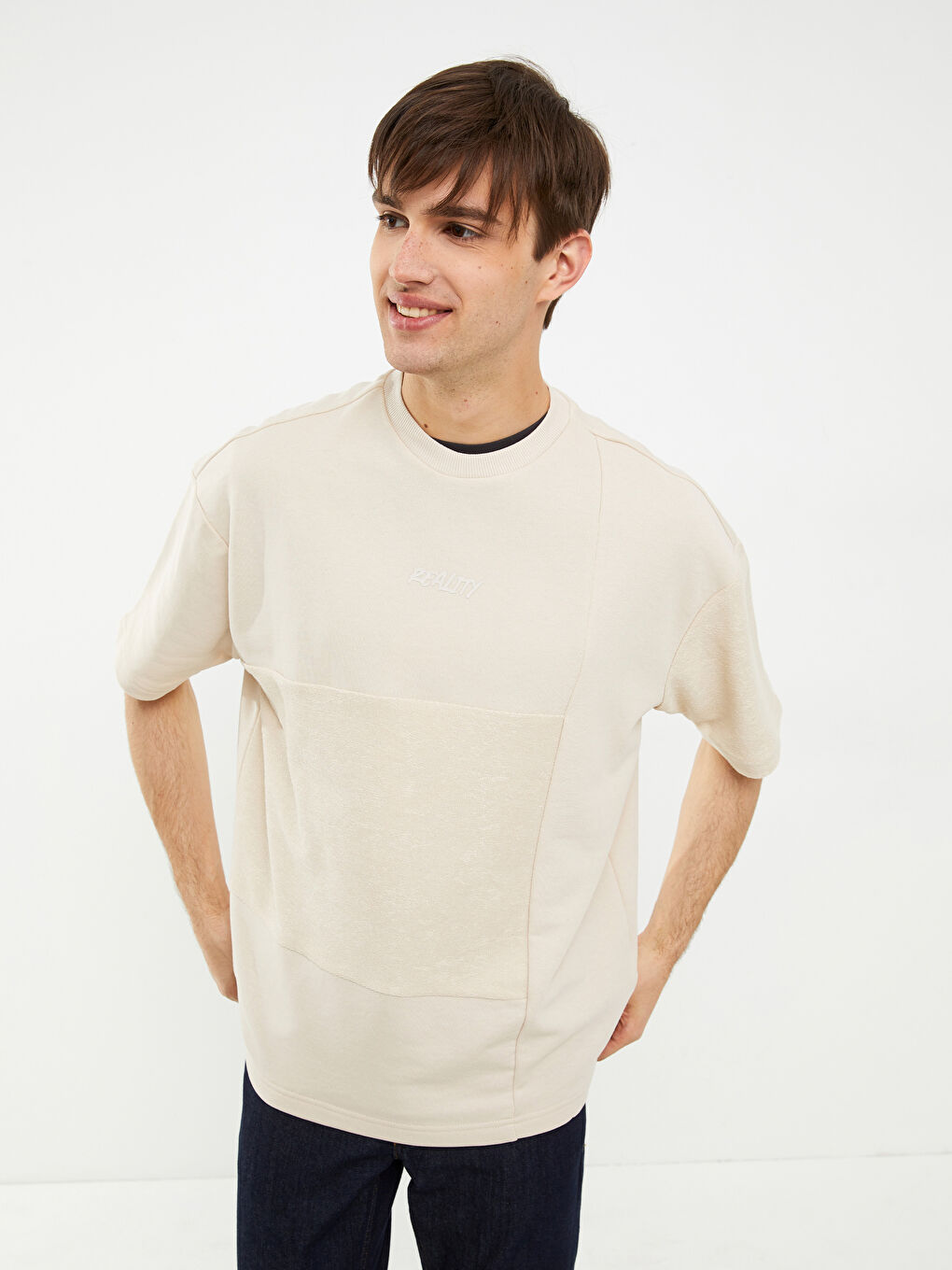 Oversize Crew Neck Short Sleeve Printed Jersey Men's T-Shirt-1