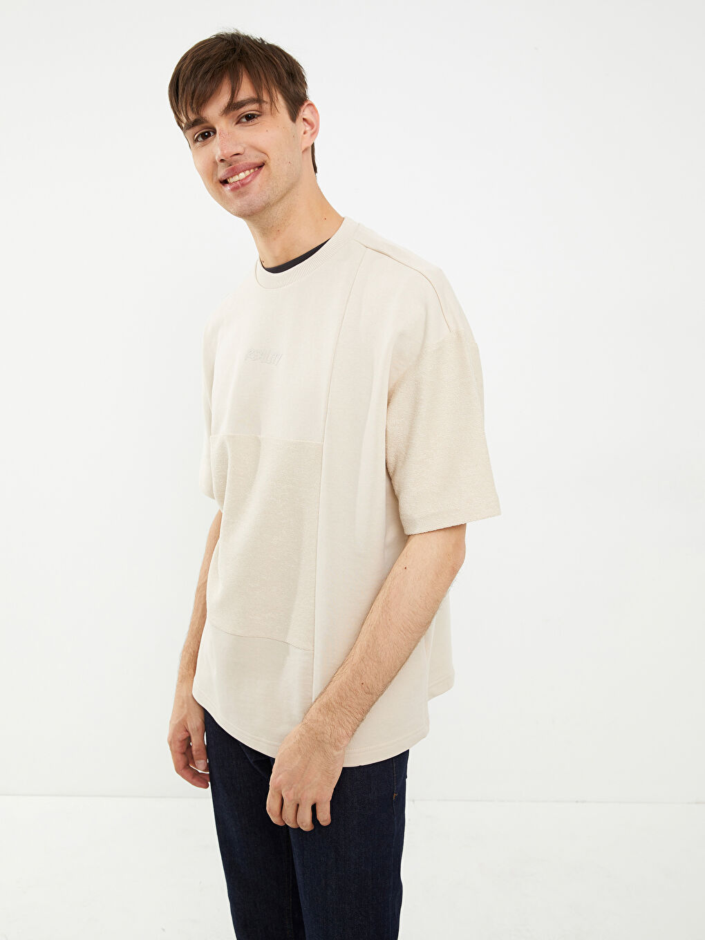 Oversize Crew Neck Short Sleeve Printed Jersey Men's T-Shirt-2