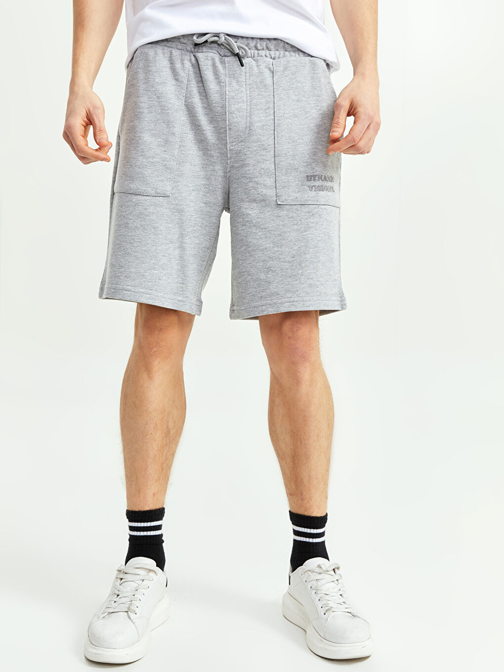 Gri Standart Kalıp Örme Erkek Şort-3