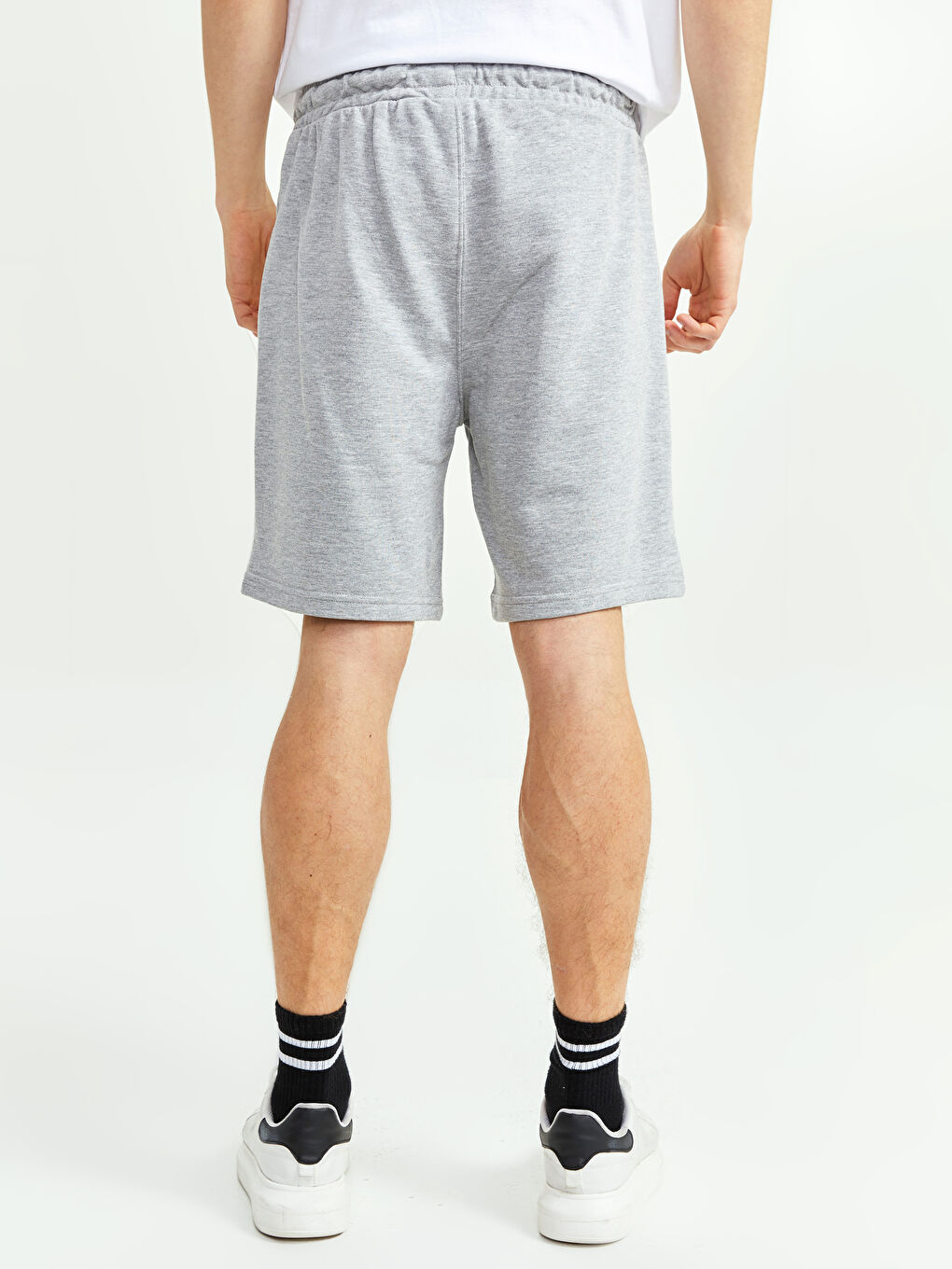 Gri Standart Kalıp Örme Erkek Şort-4