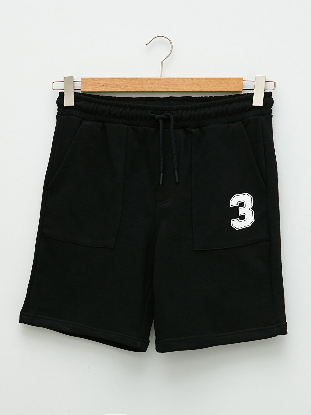 Siyah Standart Kalıp Örme Erkek Şort-5