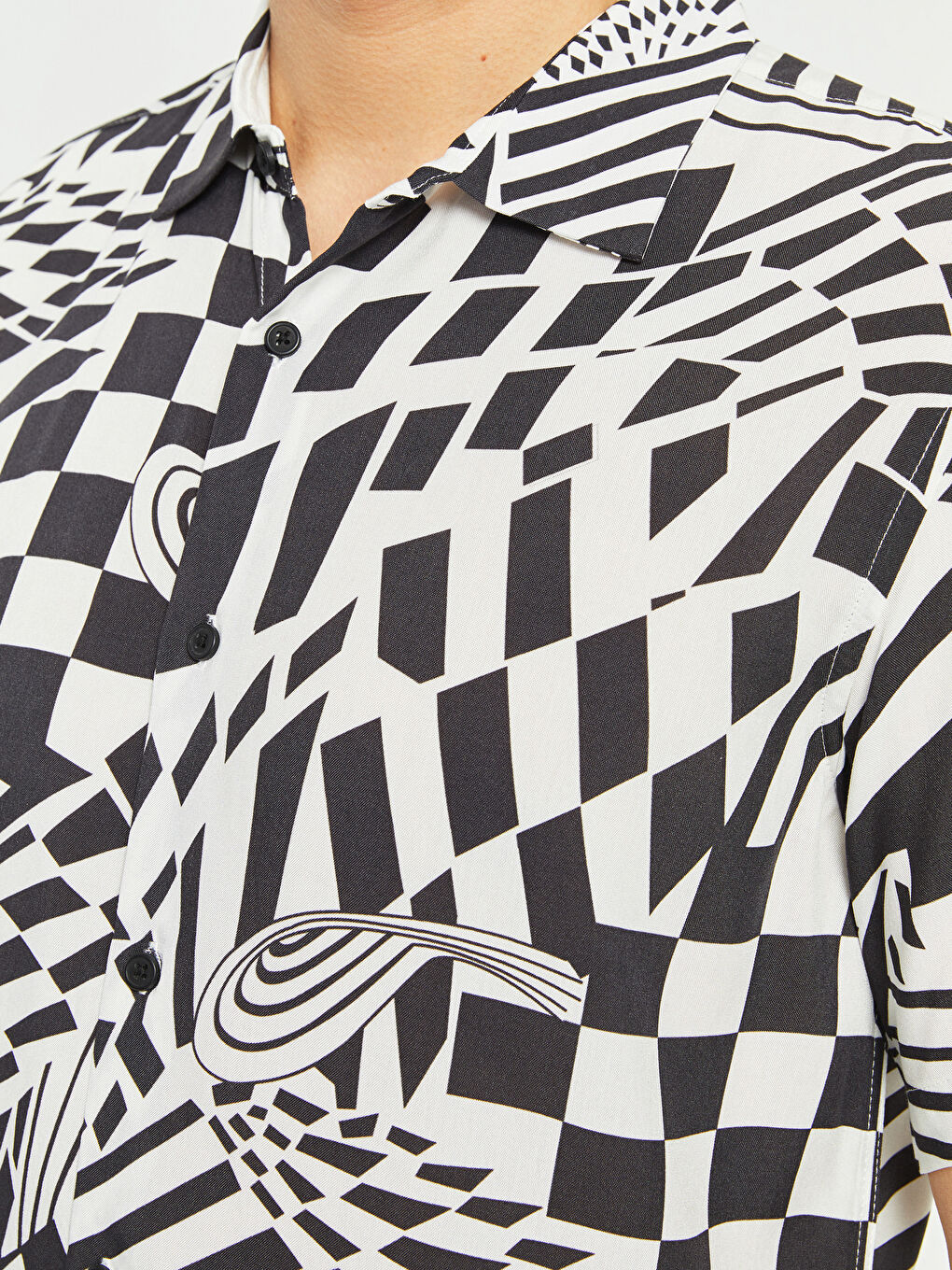 Chemise pour Hommes à Manches Courtes À Motifs en Viscose Coupe Régulière-6