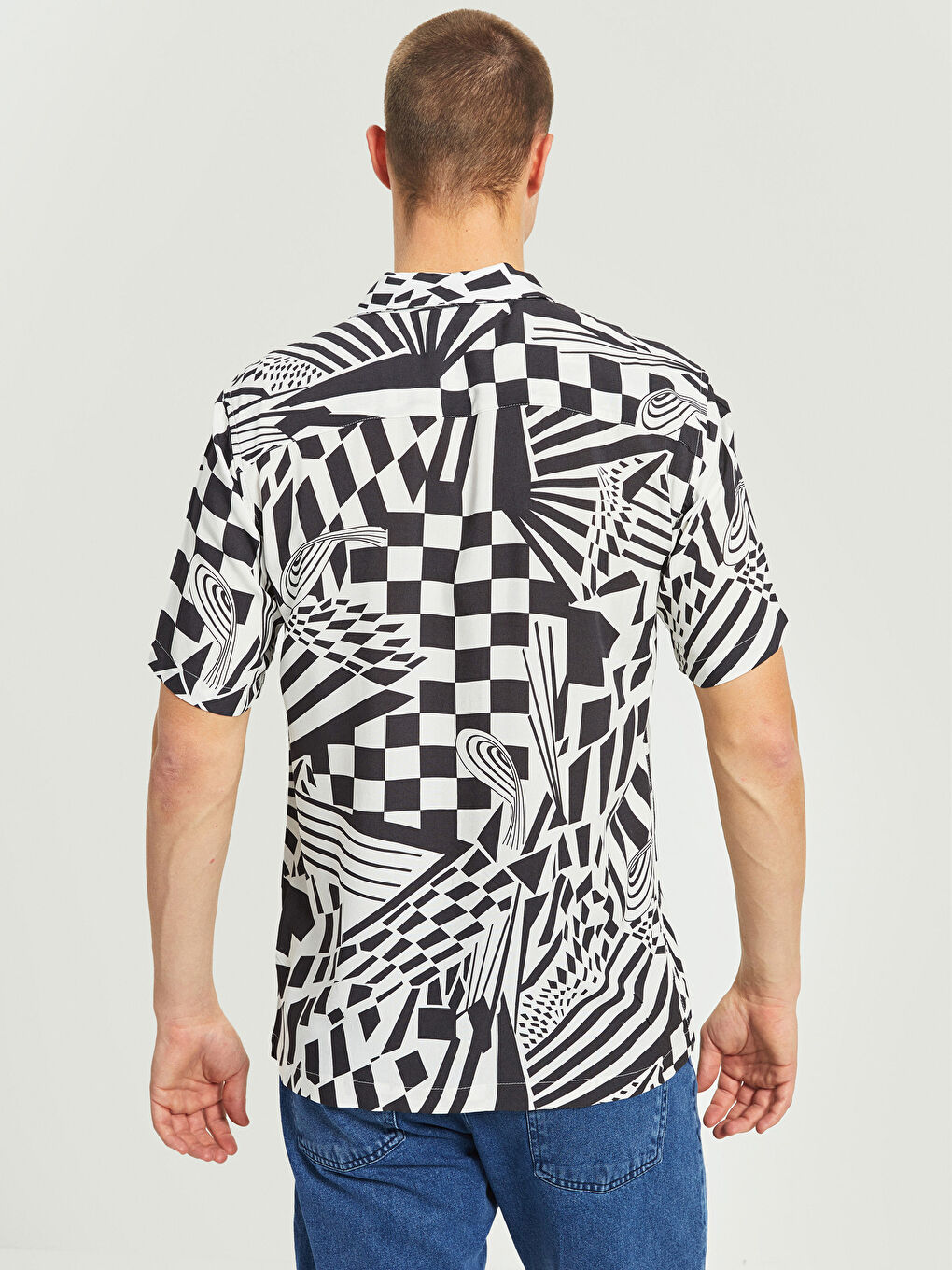 Chemise pour Hommes à Manches Courtes À Motifs en Viscose Coupe Régulière-7