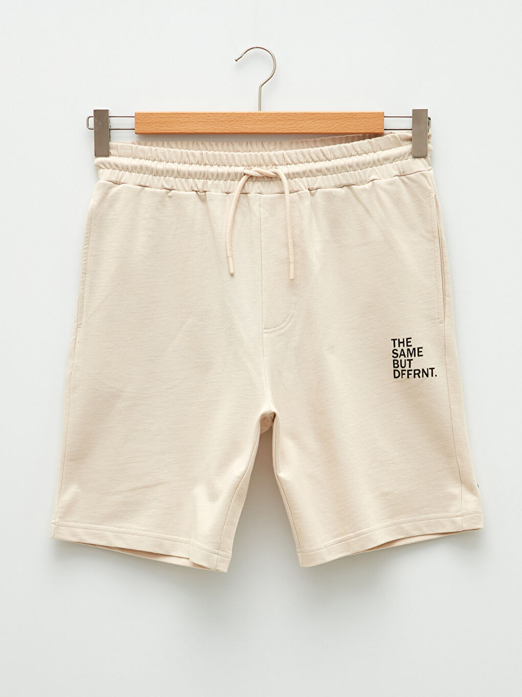Bej Standart Kalıp Örme Erkek Şort-5