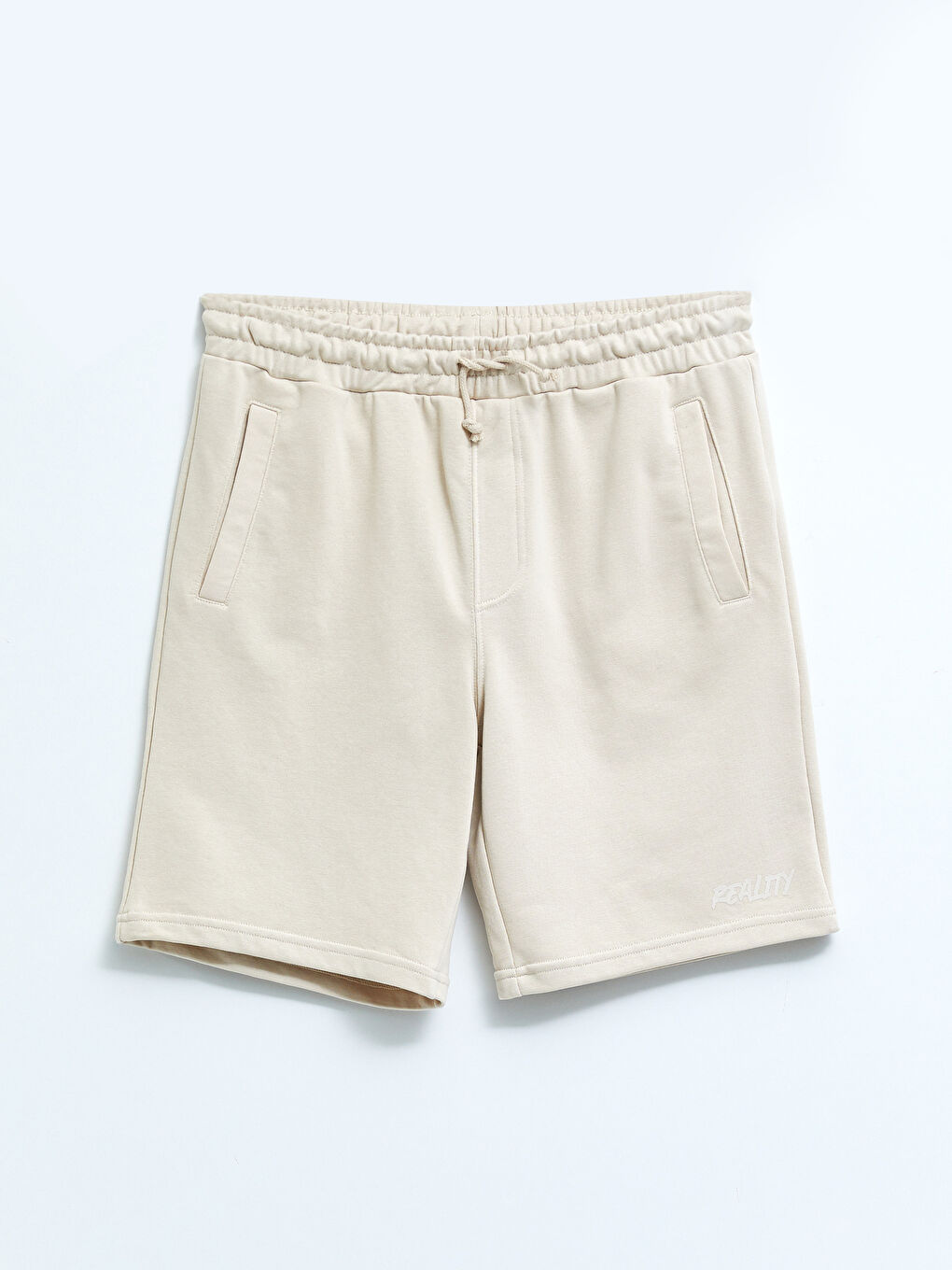 Bej Standart Kalıp Örme Erkek Şort-5