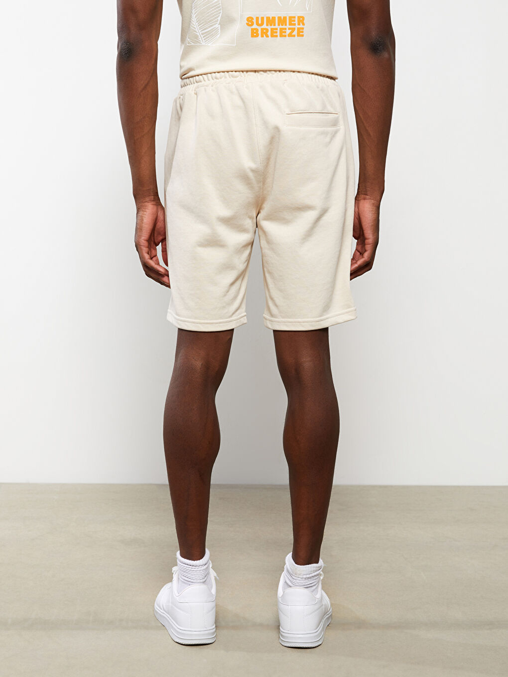 Bej Standart Kalıp Örme Erkek Şort-4