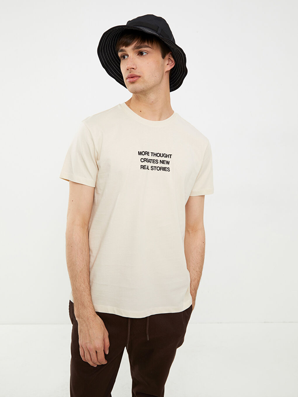 Crew Neck Short Sleeve Printed Combed Cotton Men's T-shirt-1