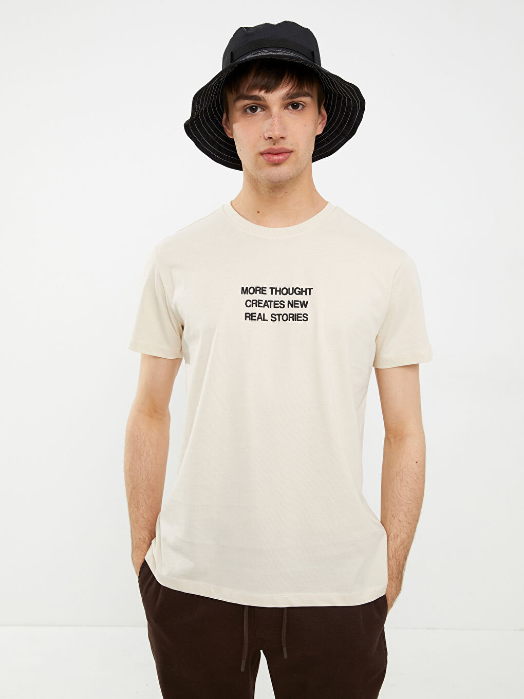 Crew Neck Short Sleeve Printed Combed Cotton Men's T-shirt-2