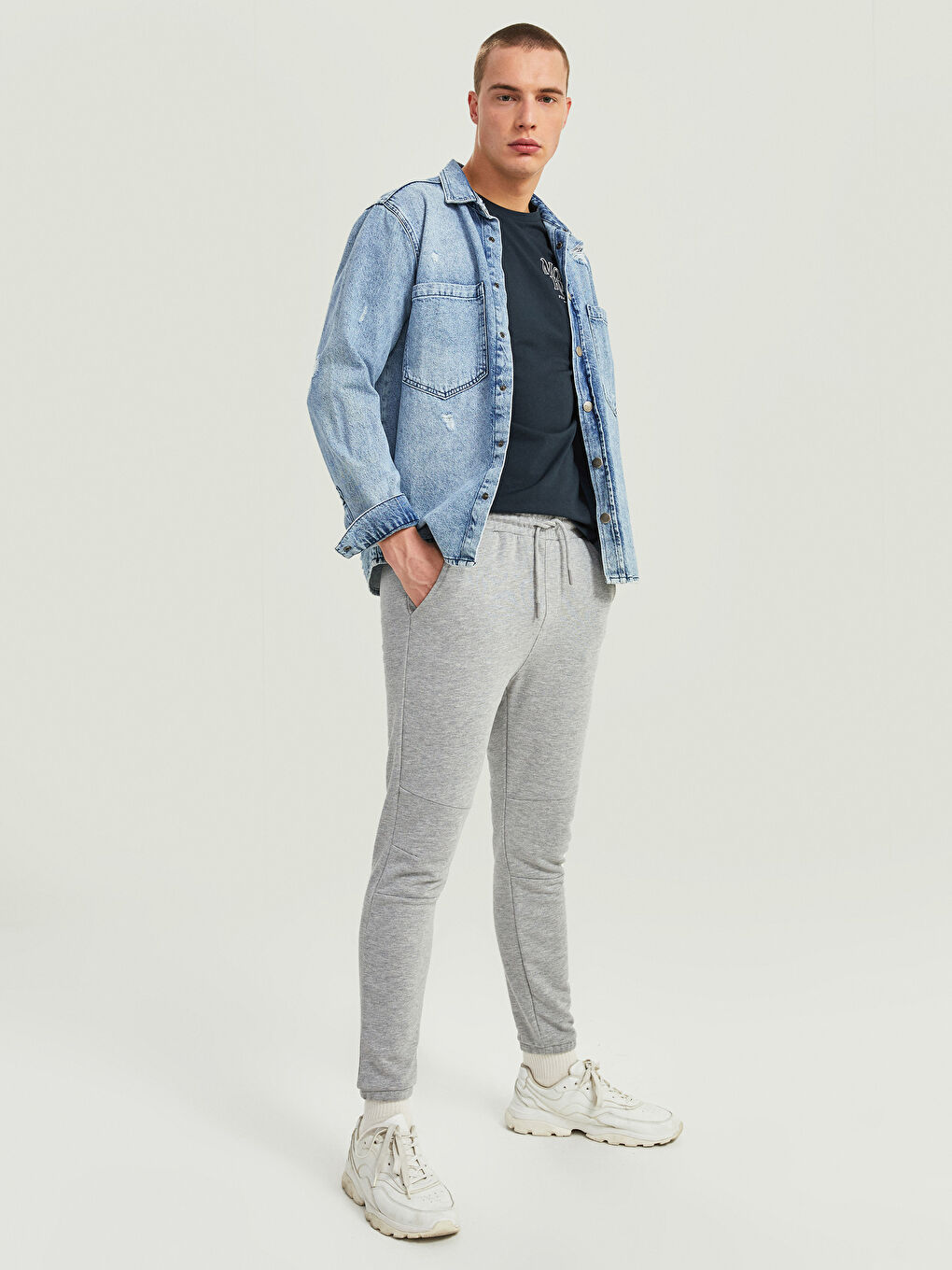 Gri Slim Fit Erkek Eşofman Altı-1