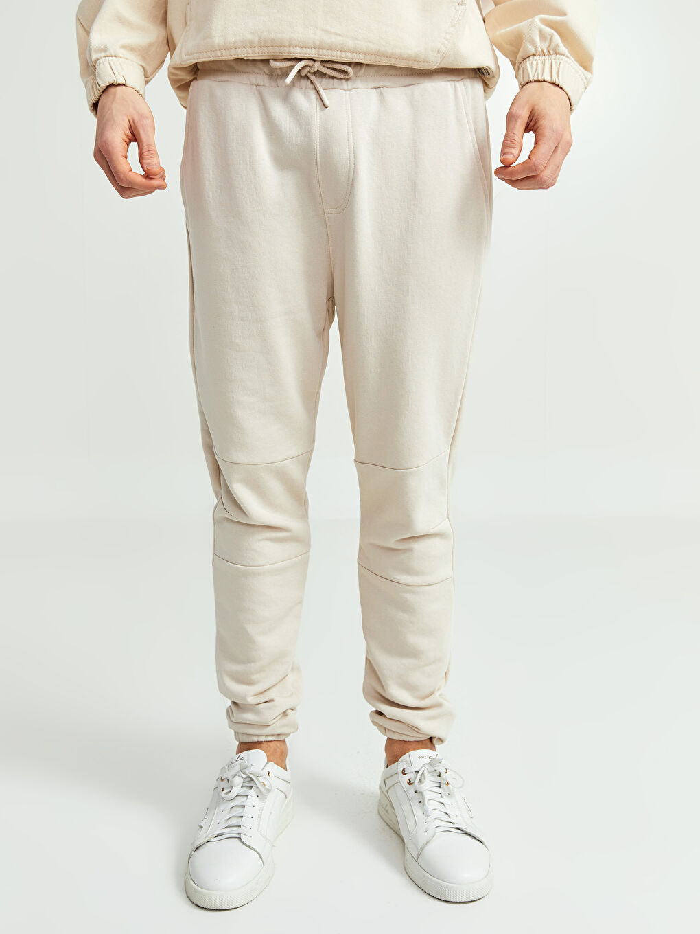 Bej Slim Fit Erkek Eşofman Altı-4