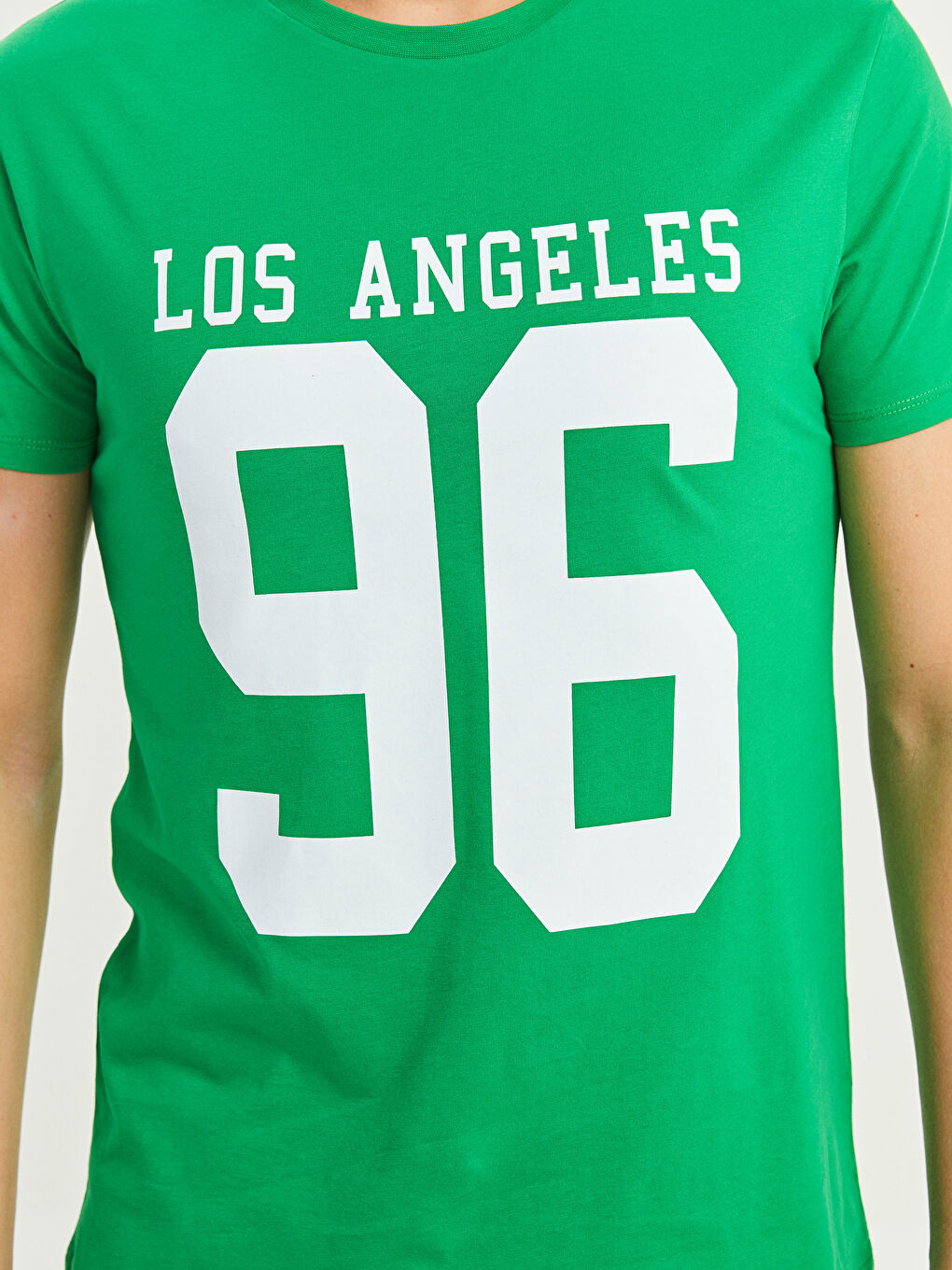 Yeşil Bisiklet Yaka Kısa Kollu Baskılı Penye Erkek Tişört-3